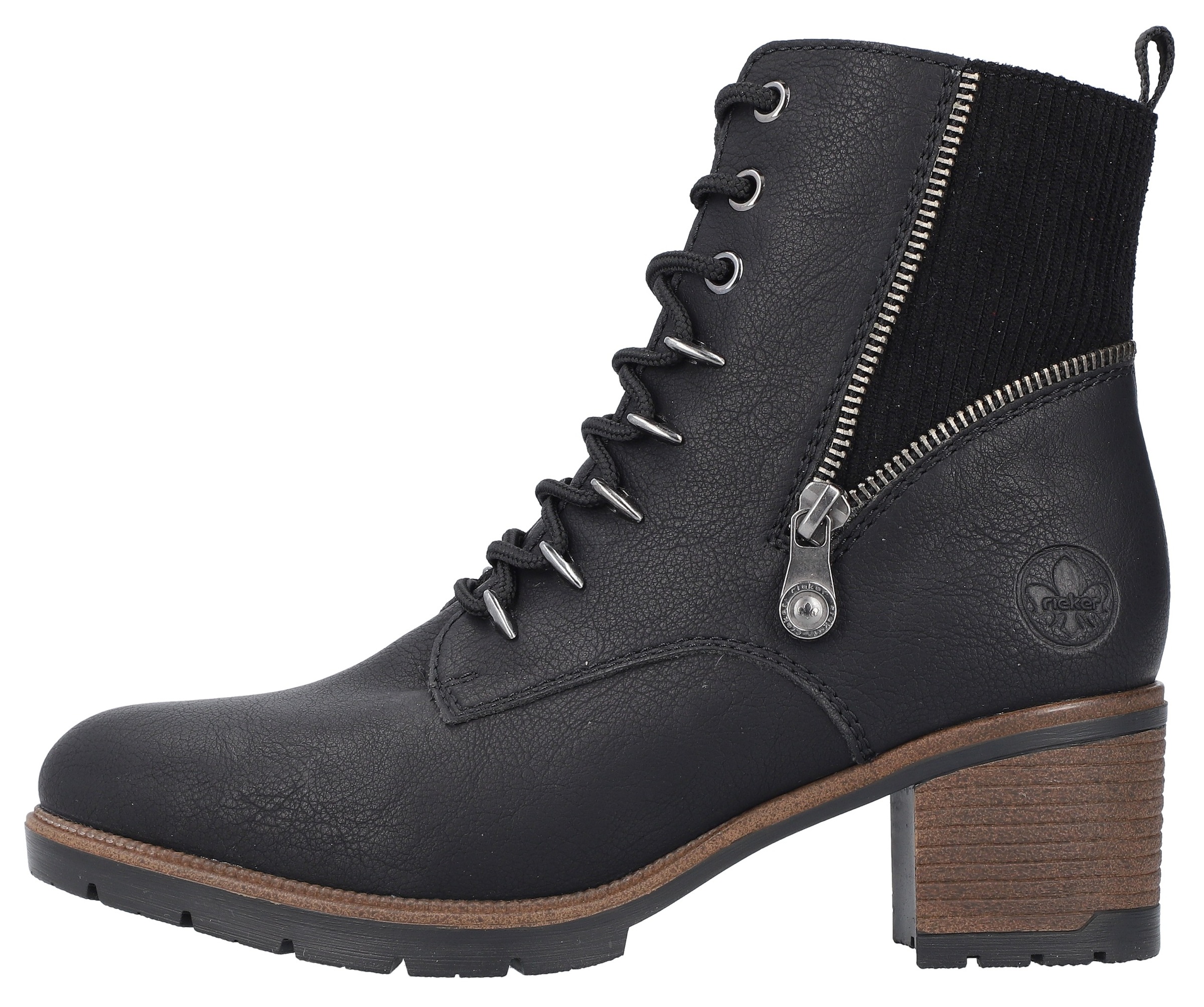 Rieker Winterstiefelette, Schnürstiefelette, Schnürboots, Blockabsatz, schmale Form