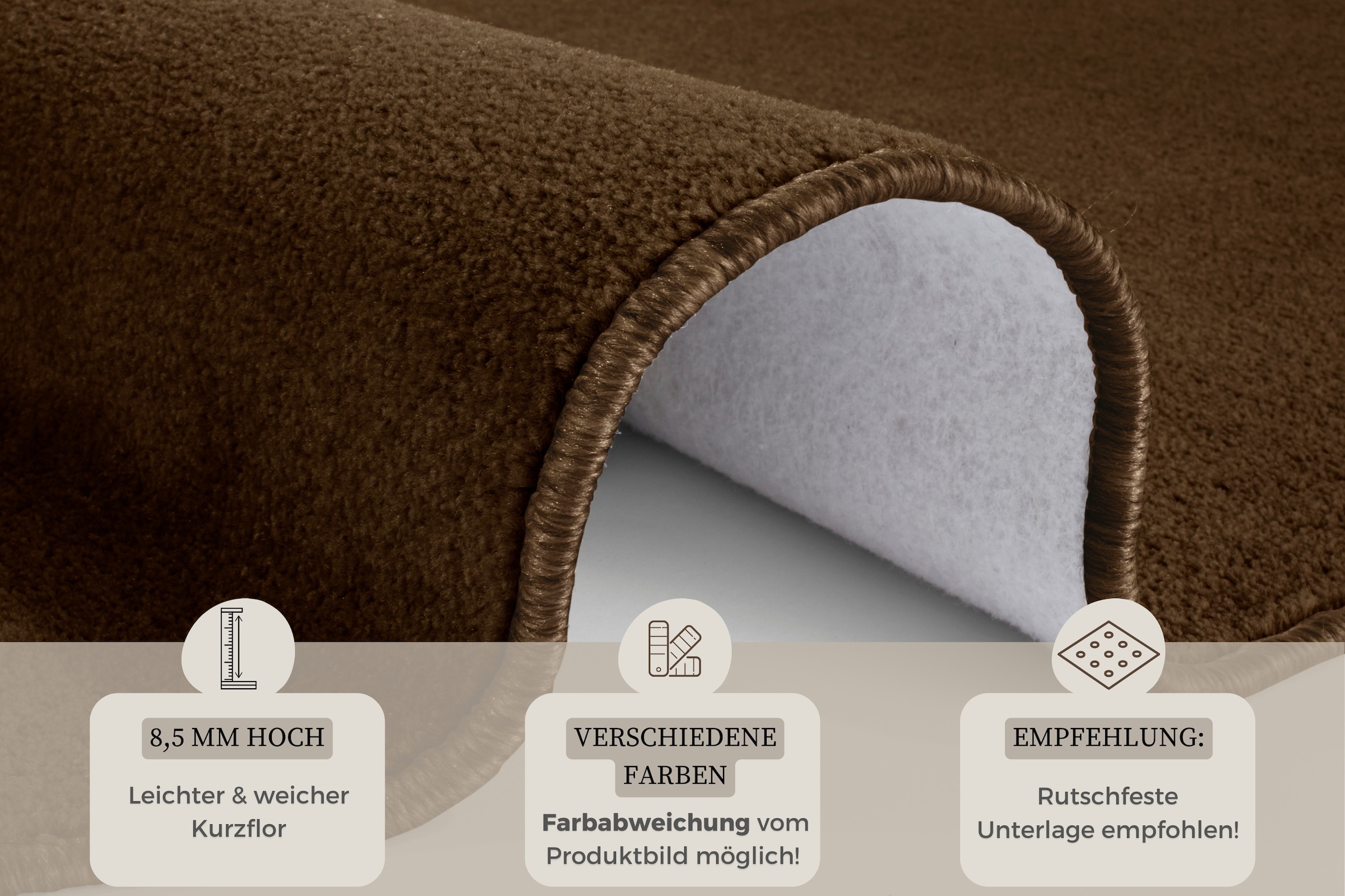 HANSE Home Teppich »Shashi«, rund, 8,5 mm Höhe, Kurzflor, Unifarben, Teppich, Weich, Esszimmer, Kinderzimmer, Flur