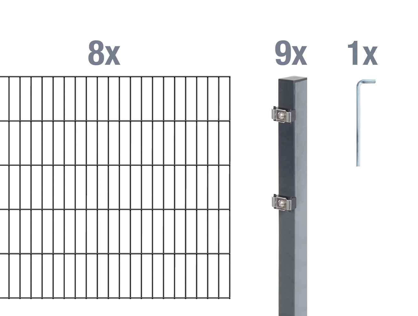 Alberts Doppelstabmattenzaun "Grundset" Höhe: 80-200 cm, Gesamtlänge: 4-30 m, zum Einbetonieren