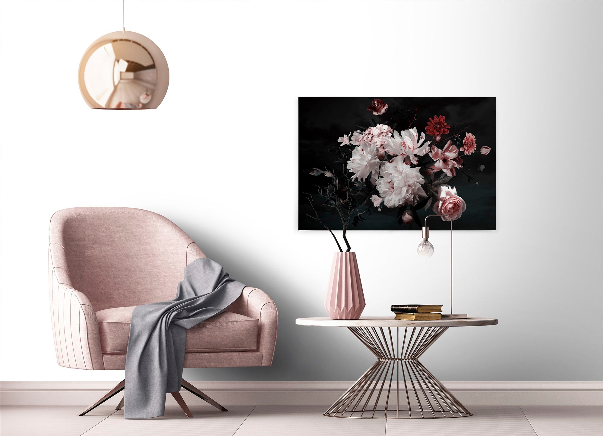 A.S. Création Leinwandbild »Blunch Of Flowers«, Kunst-Blumen-Kinder, (1 St.), Romantische Blumen, Rosen Keilrahmen Leinwand-Bild Wohnzimmer modern