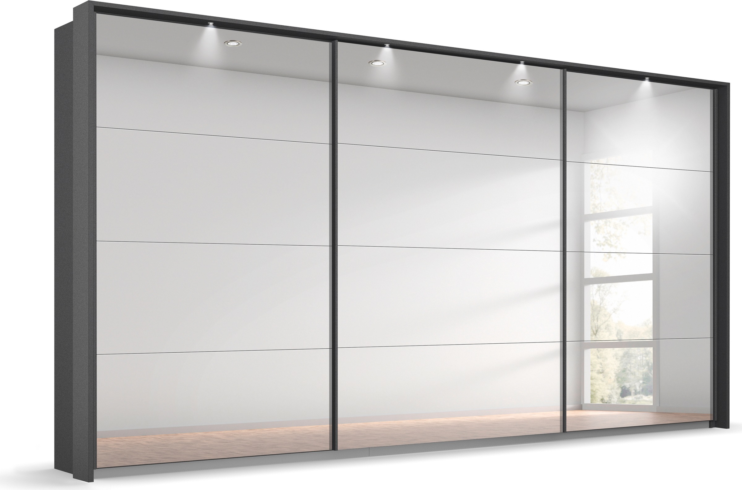 rauch Schwebetürenschrank »Oteli«, mit Spiegelfront und Passepartout optional mit Beleuchtung