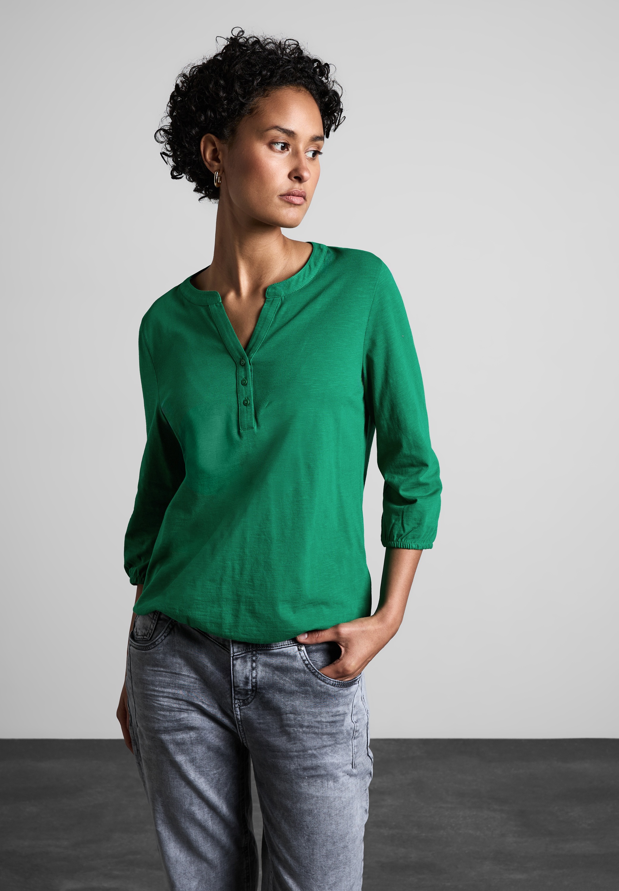 STREET ONE 3/4-Arm-Shirt, aus reiner Baumwolle