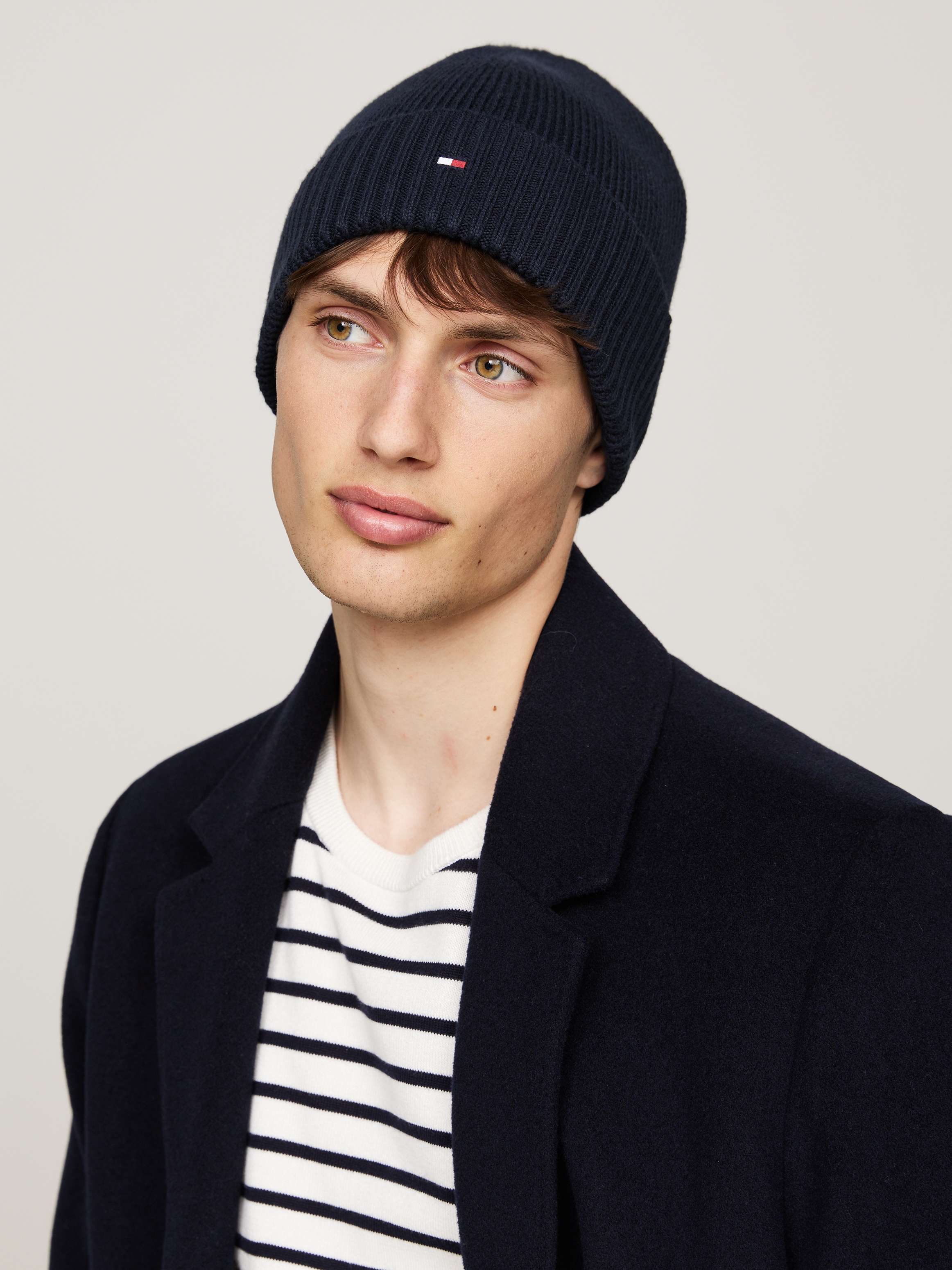 Tommy Hilfiger Strickmütze »TH FLAG PIMA COTTON BEANIE«, mit Logostickerei