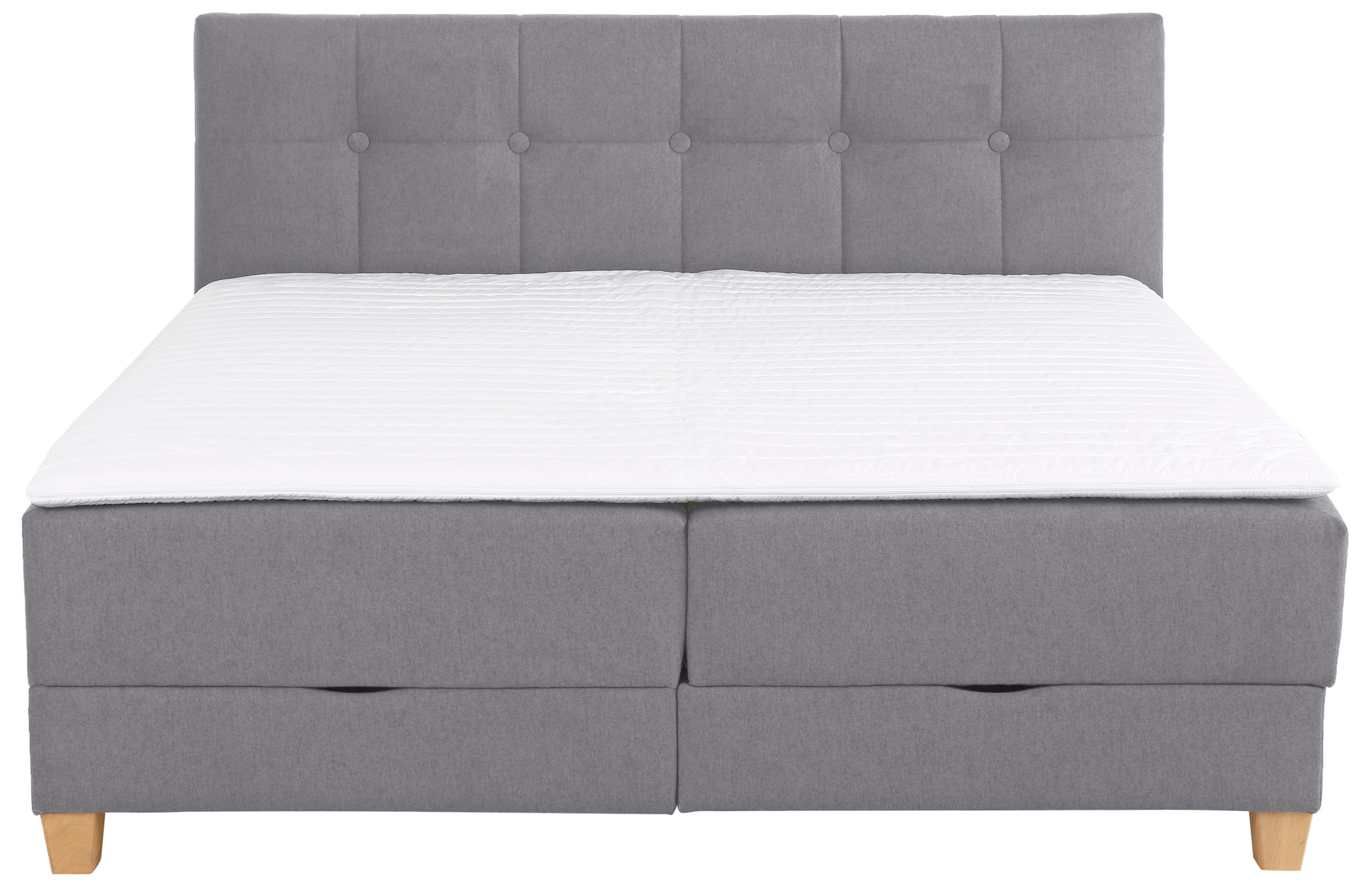 Boxbett HOME AFFAIRE "Lonrai", grau, B:188cm L:207cm, Komplettbetten, in H2,H3 & H4 und XXL - Überlänge 220cm wählbar, inkl. Topper 6
