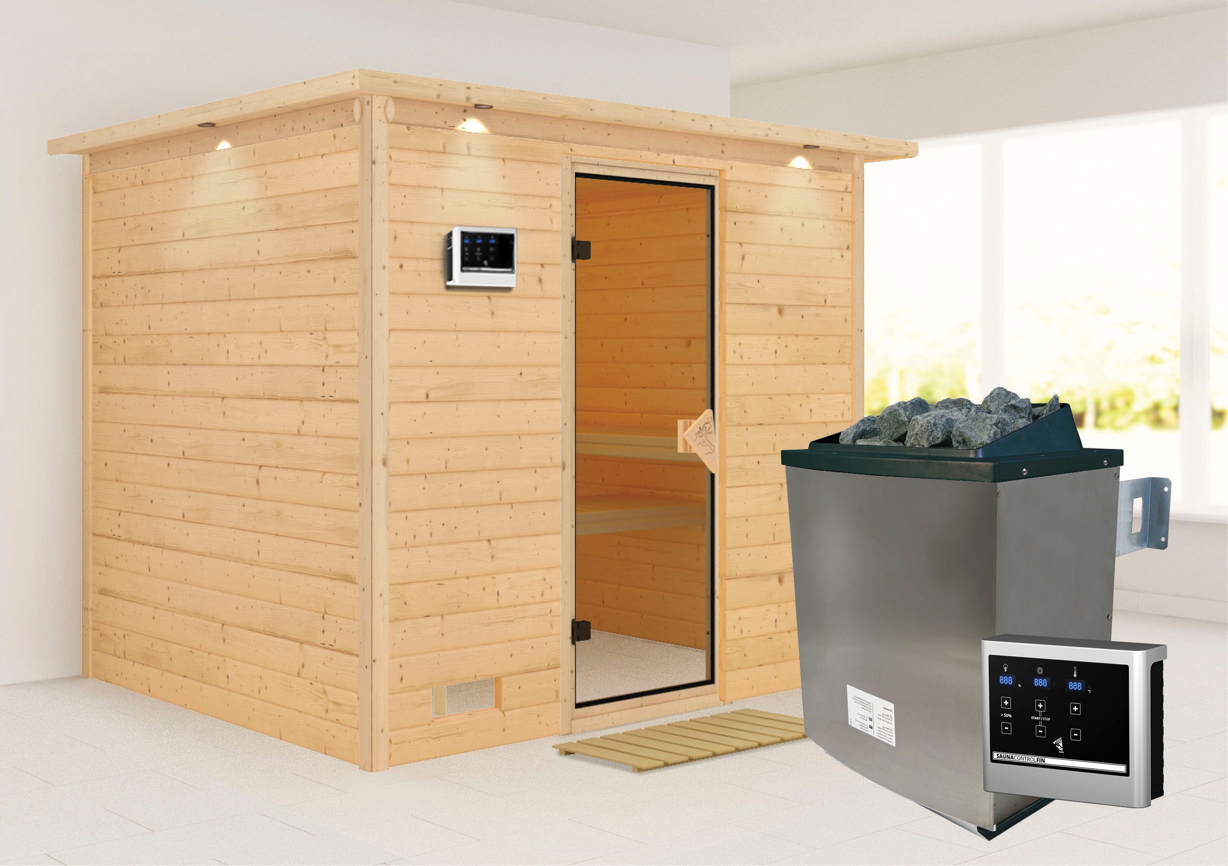 Karibu Pirtis »Soraja« (Set) 9-kW-Ofen su ext...