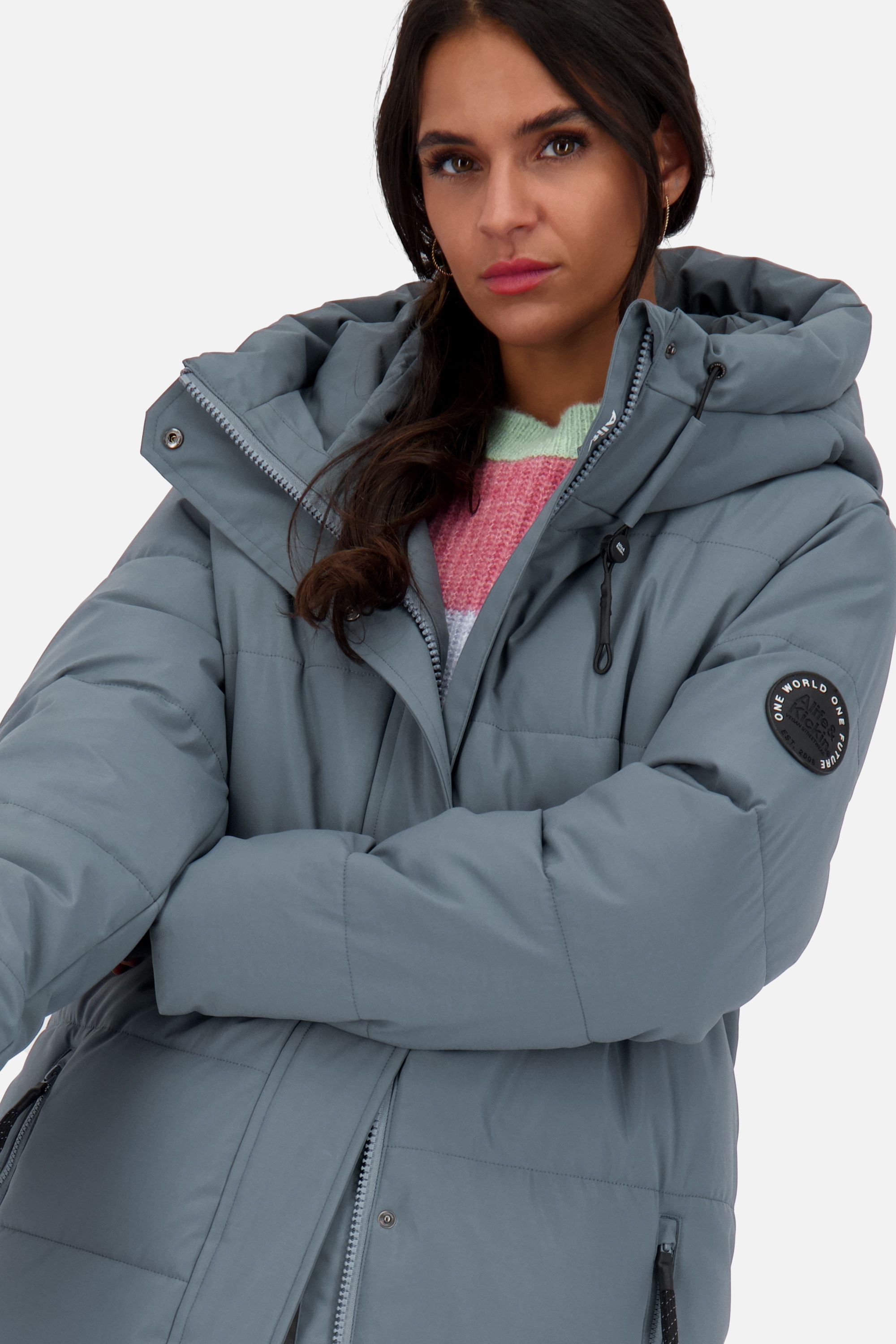 Alife & Kickin Steppjacke »Damen KatiaAK A«, mit Kapuze, Langer Wintermantel mit großer Kapuze und regulierbarer Beinfreiheit