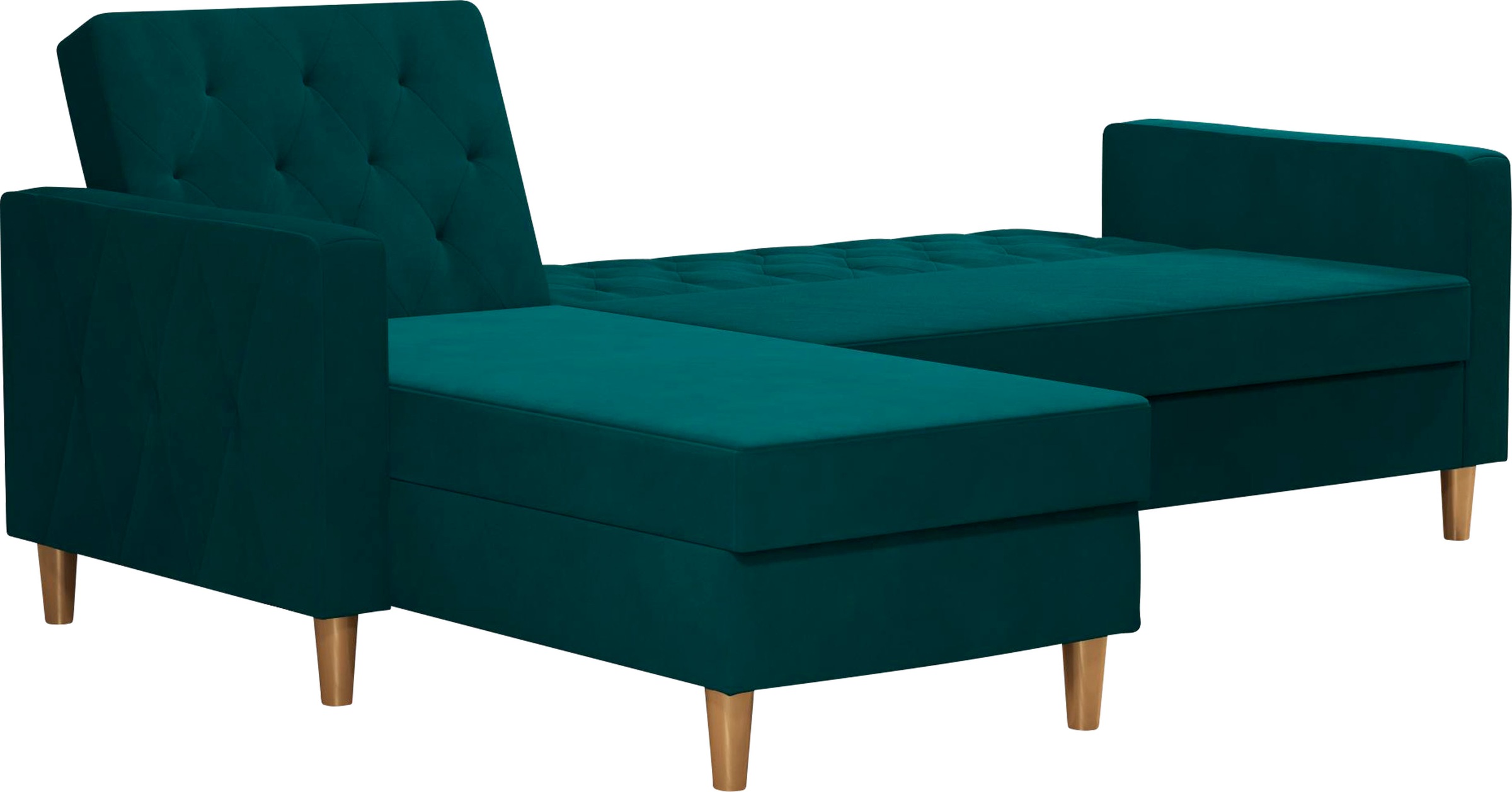 Cosmo Living Ecksofa »Liberty«, mit Schlafffunktion, Recamiere mit Stauraum beidseitig montierbar