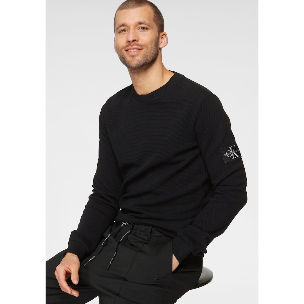 Calvin Klein Jeans Langarmshirt »MONOGRAM BADGE WAFFLE LS TEE«
