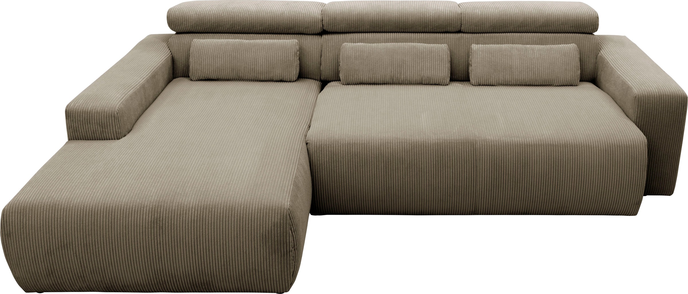 DOMO collection Ecksofa »Brandon große Ausführung B/T/H: 289/177/80 cm, auch in Leder und Cord«, mit Kopfteilverstellung, wahlweise Sitztiefenverstellung, L-Form