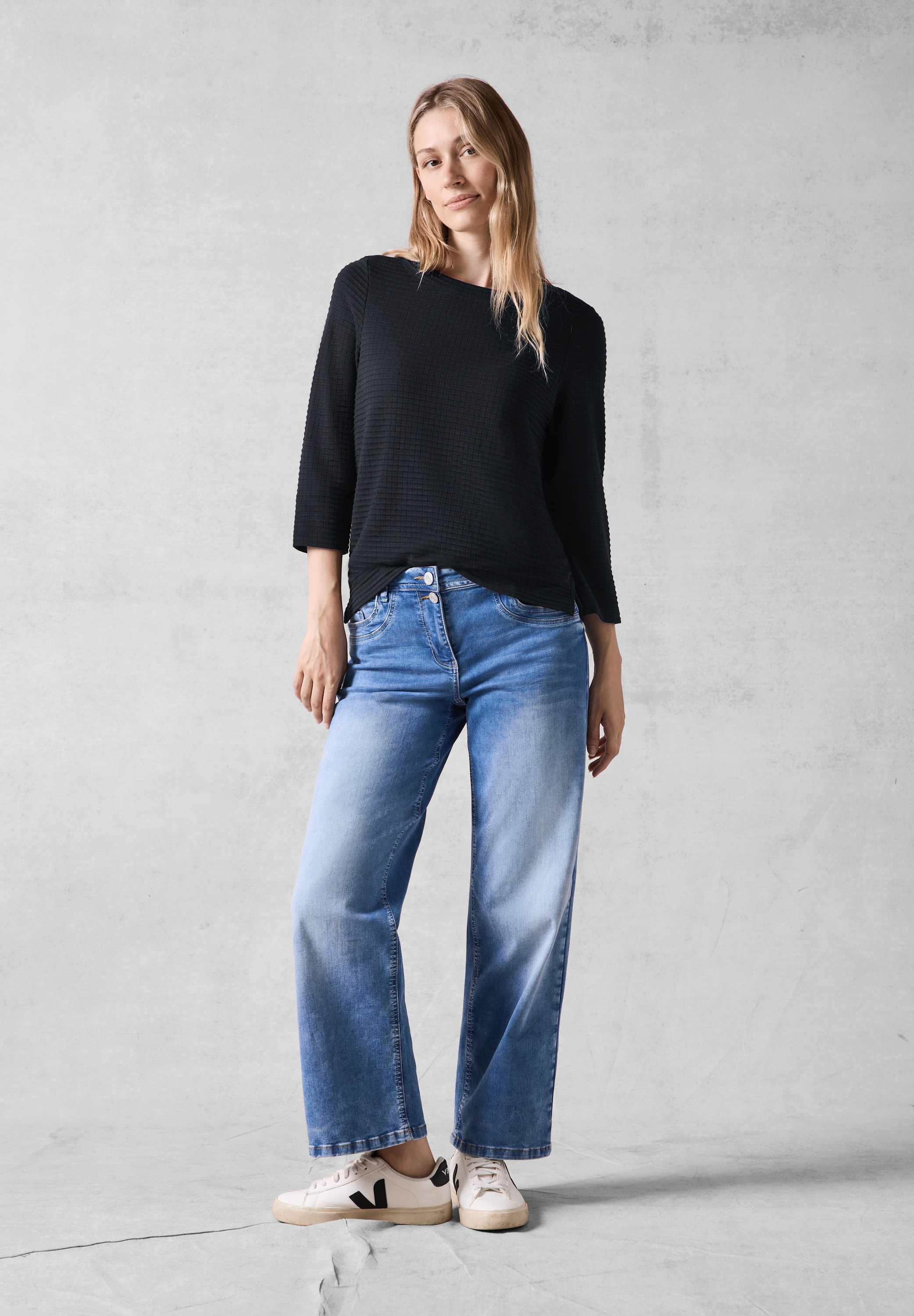Cecil 3/4-Arm-Shirt, mit U-Boot-Ausschnitt