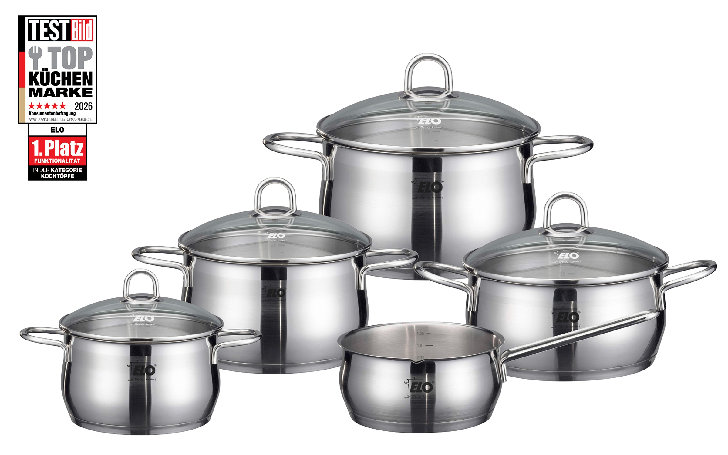 "Topf-Set ELO ""Platin"", silber (edelstahlfarben), Töpfe, Induktion"
