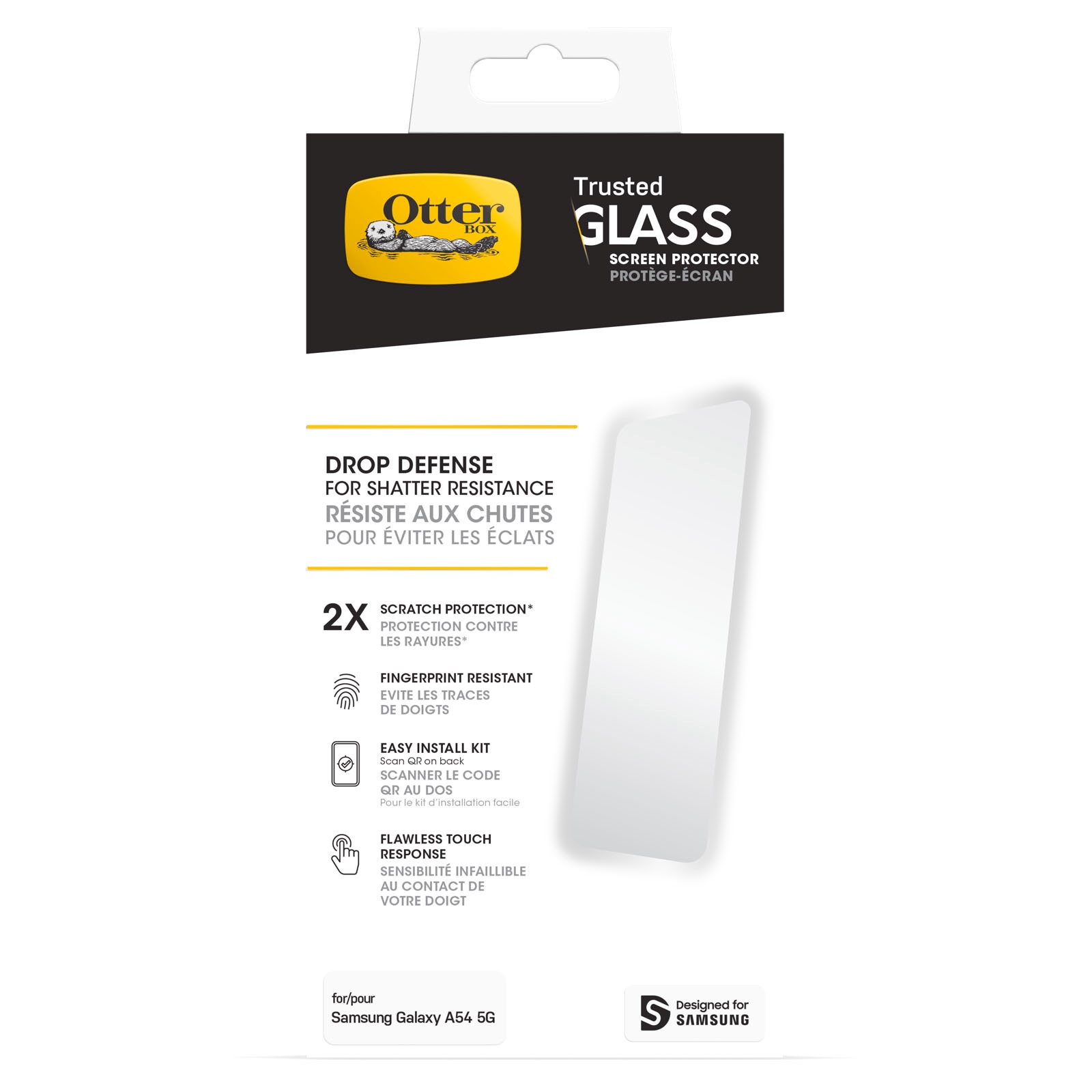 Otterbox Displayschutzfolie »Trusted Glass Displayschutz für Samsung Galaxy A54«, gehärtetes Glas, x2 Schutz vor Brüchen, Kratzern und Stürzen