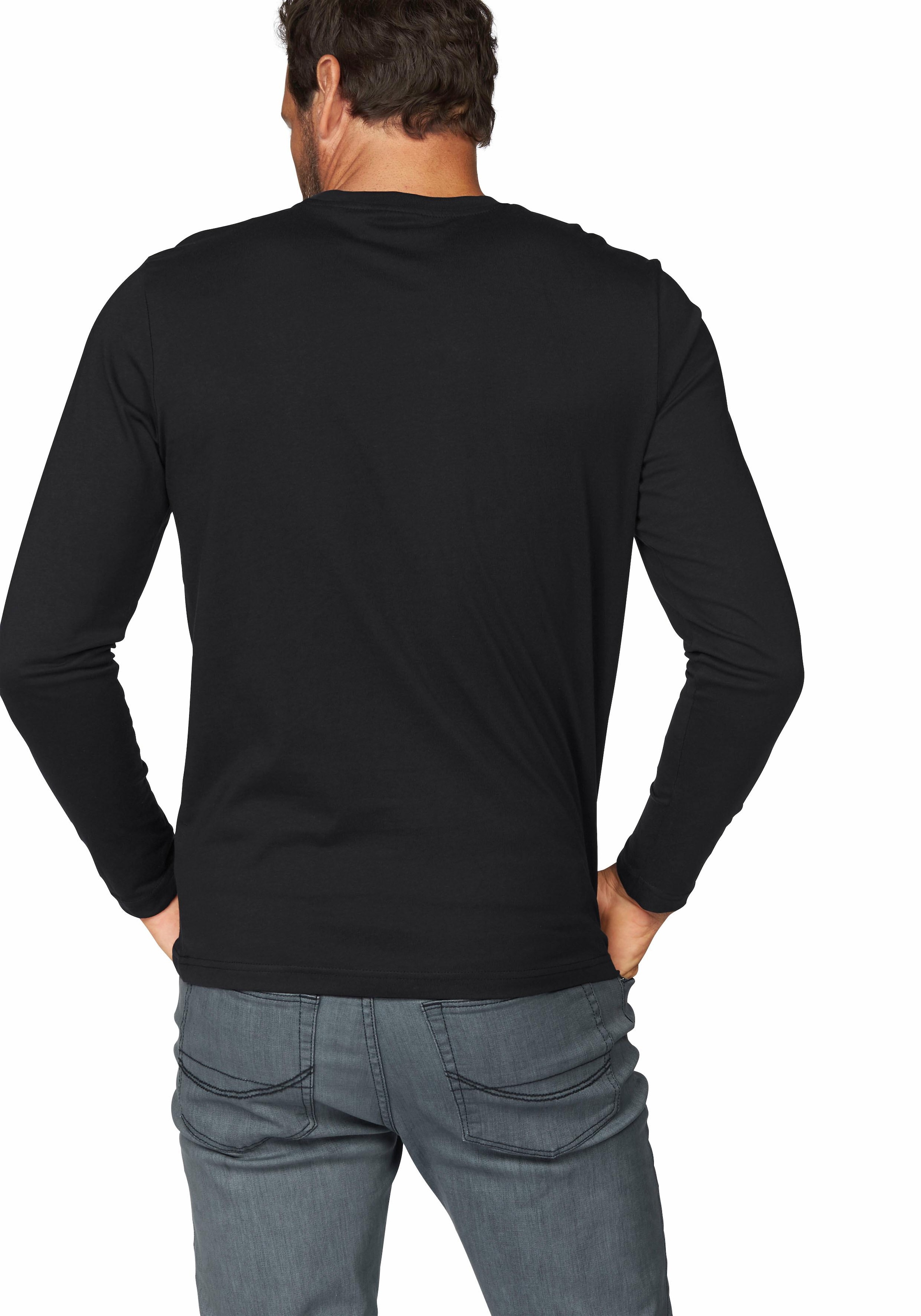 Man's World Langarmshirt »neue Farbe !«, (3er-Pack), Langarm, unifarben, aus Baumwolle, im 3er-Pack