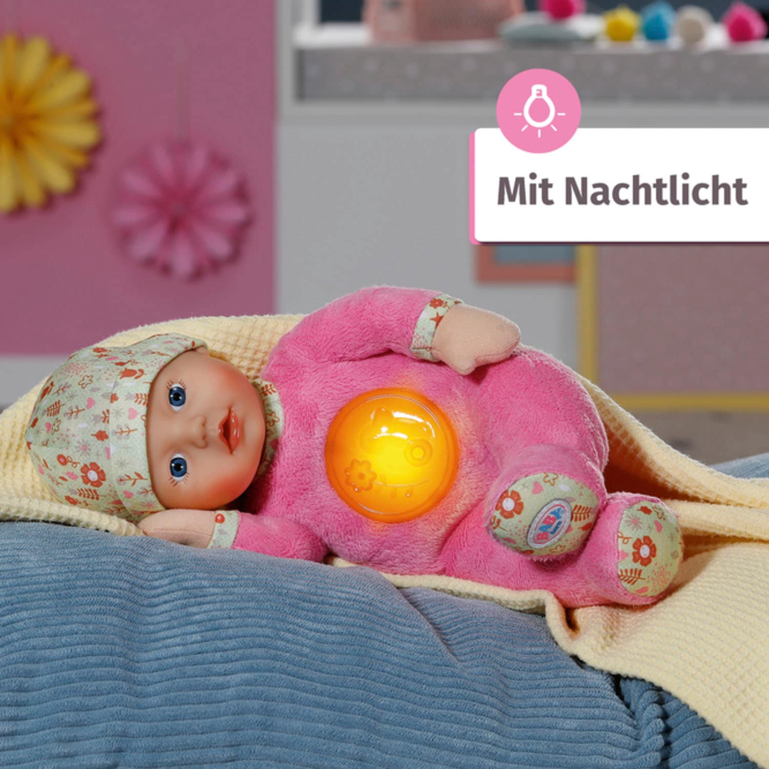 Baby Born Babypuppe »Nightfriends for babies, 30 cm«, mit Nachtlichtfunktion und Mütze mit Blumenmuster