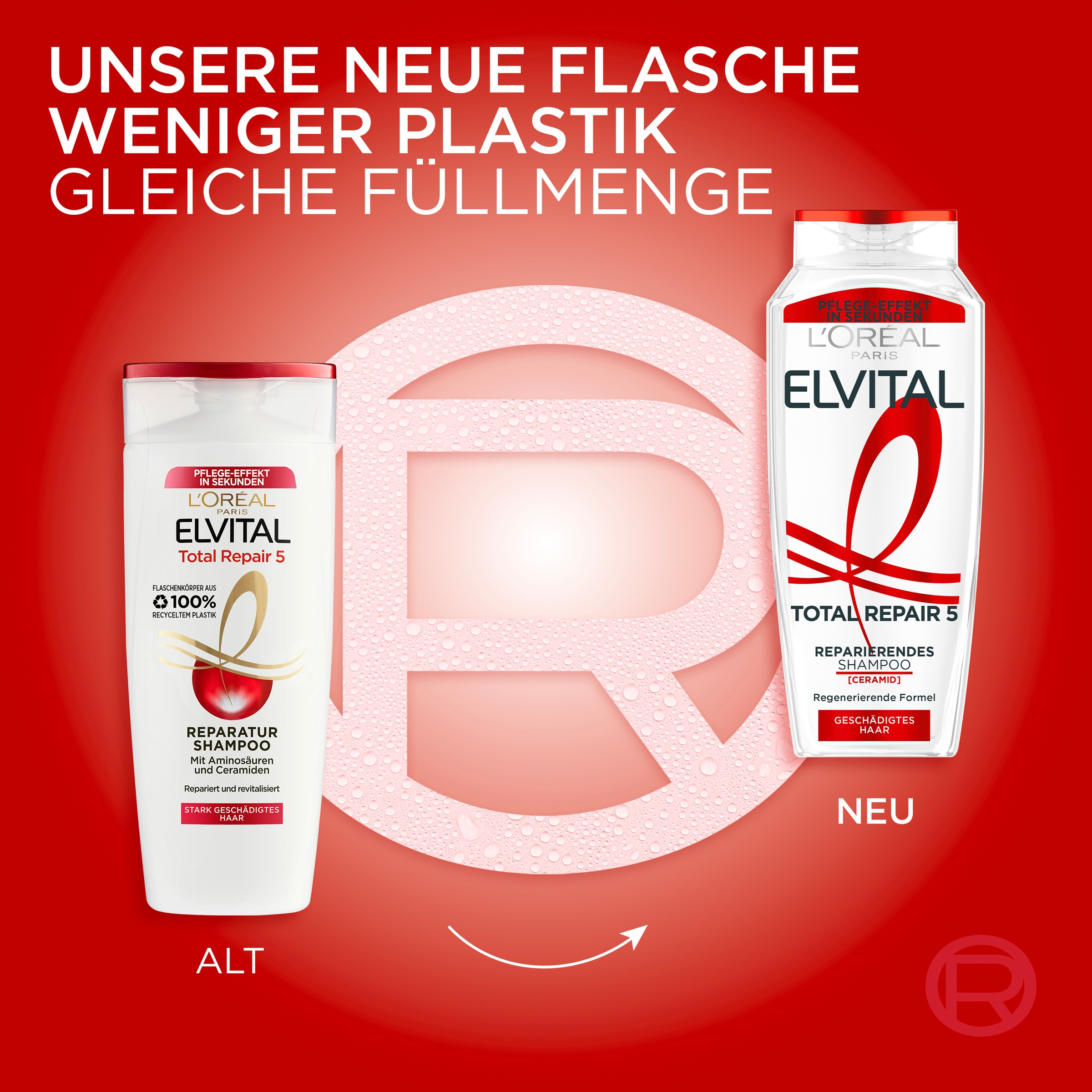 L'ORÉAL PARIS Haarspülung »L'Oréal Paris Elvital Total Repair 5 Spülung«, (Packung, 6 tlg.)