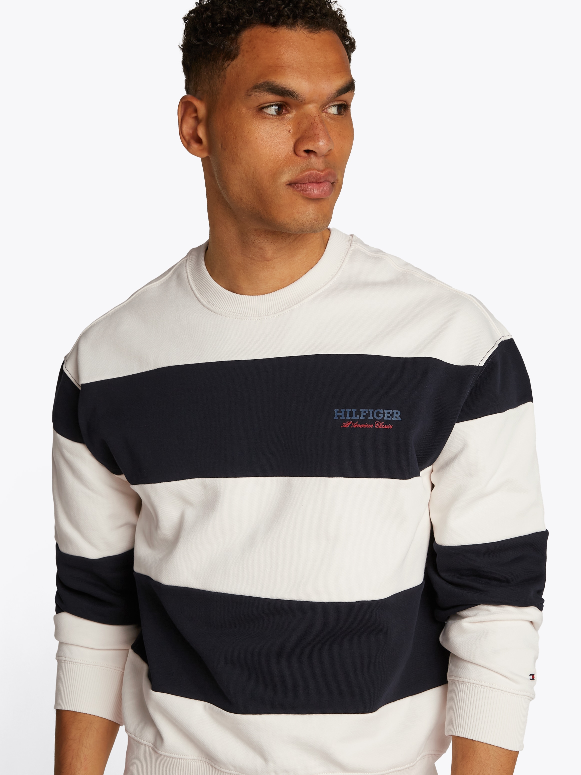 Tommy Hilfiger Sweatshirt »MONOTYPE STRIPE SWEATSHIRT«, mit großen Blockstreifen