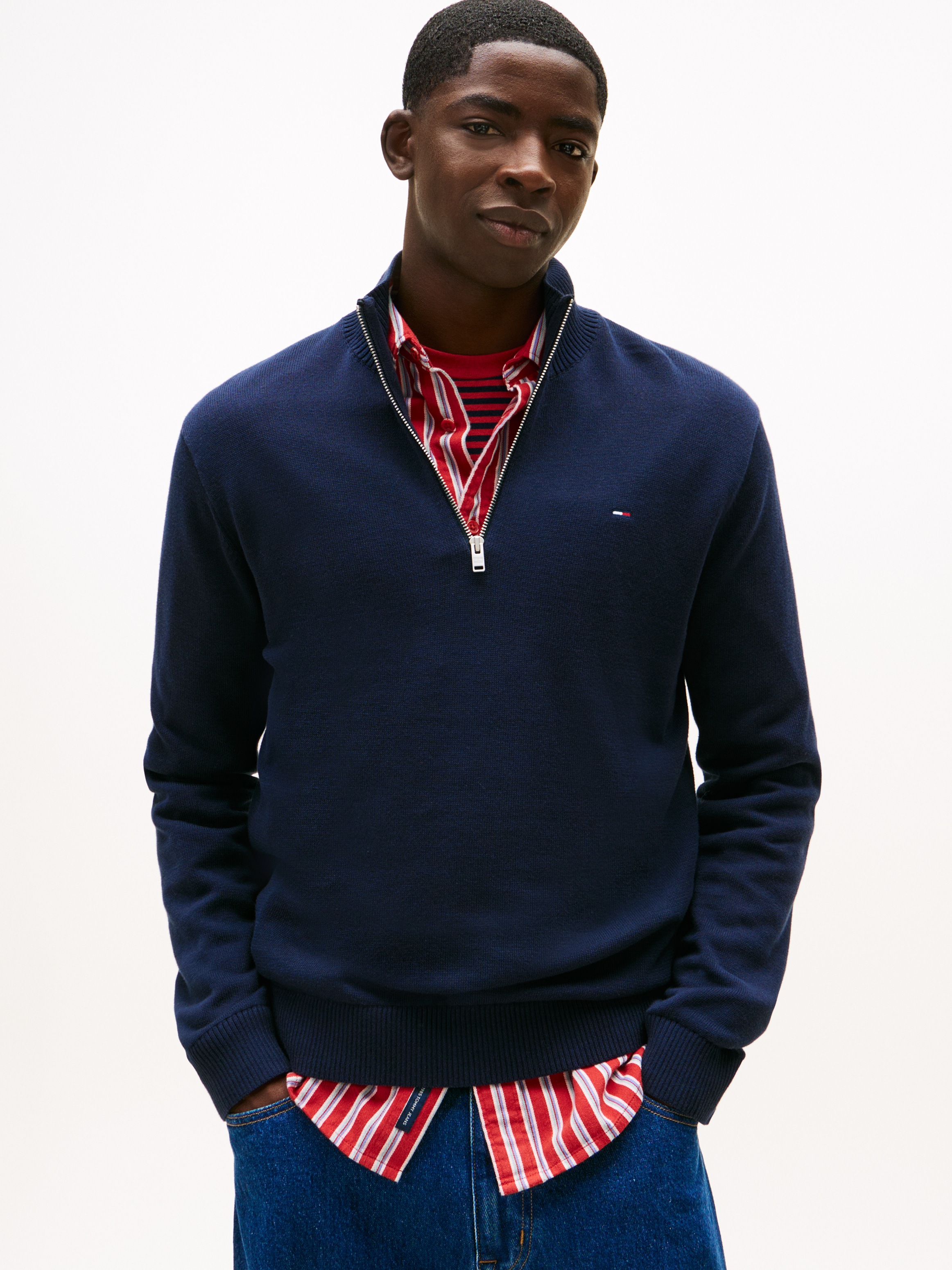 Tommy Jeans Strickpullover "TJM SLM ESS LIGHT ¼ ZIP SWTR EXT", Mit Rundhals günstig online kaufen