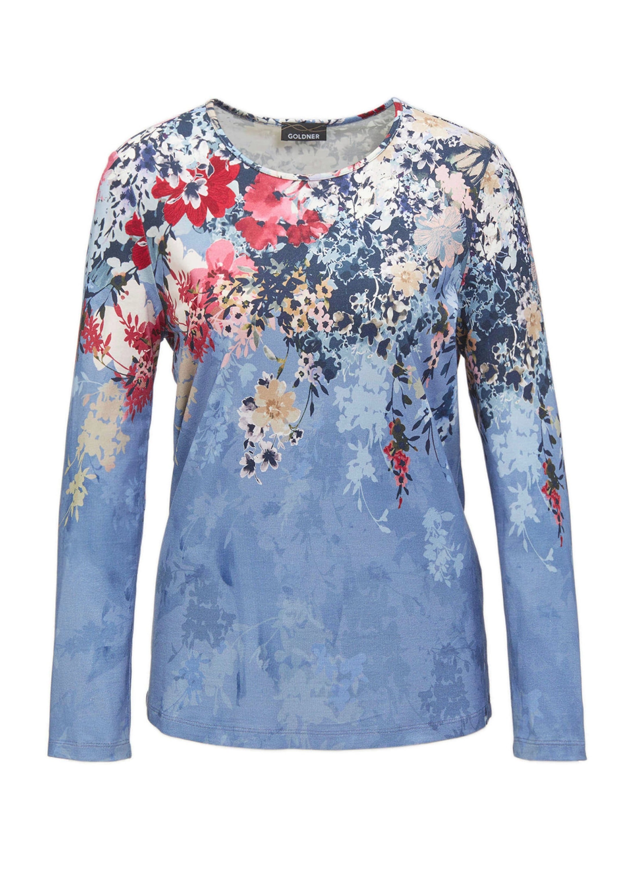 GOLDNER Print-Shirt "Kurzgröße Druckshirt mit floralem Muster" Ohne