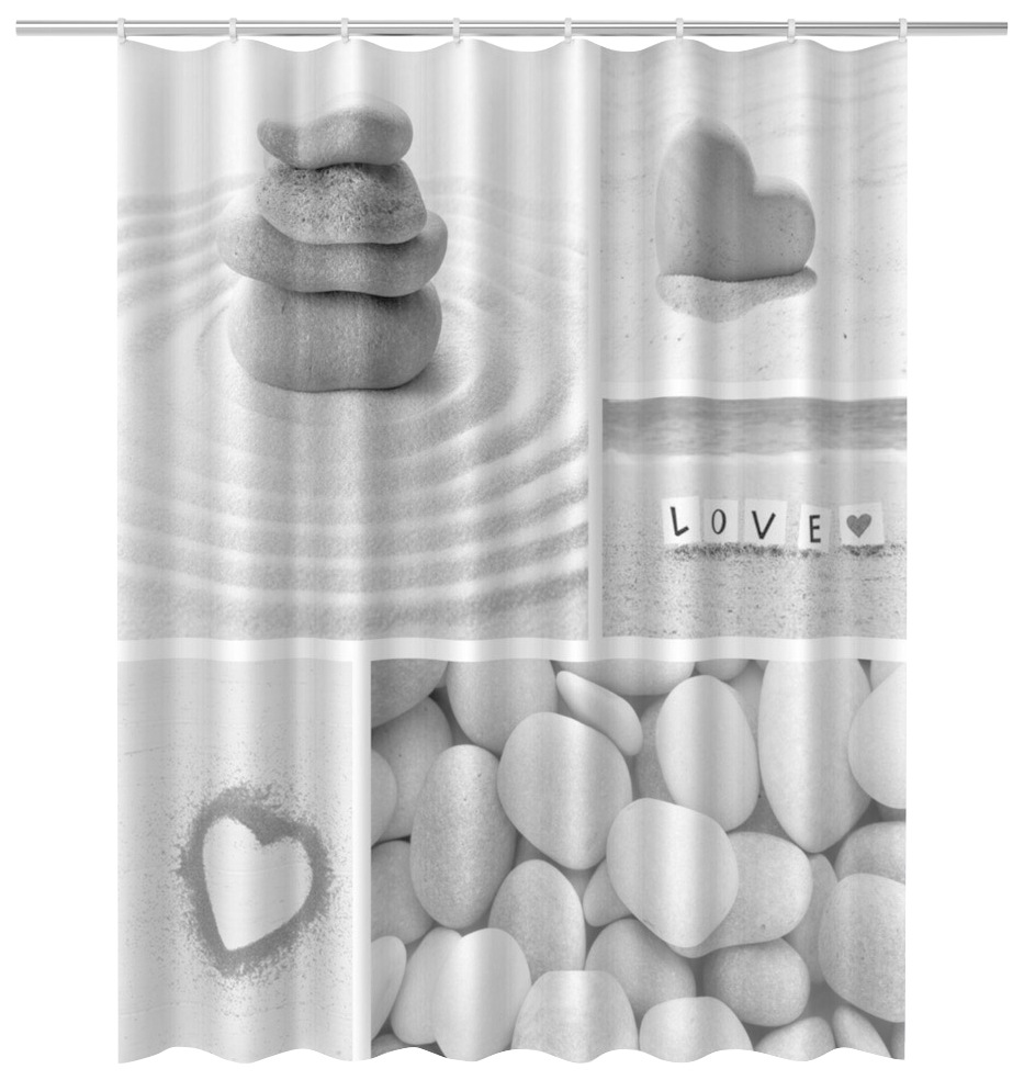 Duschvorhang ADOB, B:180cm H:200cm, grau, Polyester, Duschvorhänge, Höhe 200 cm