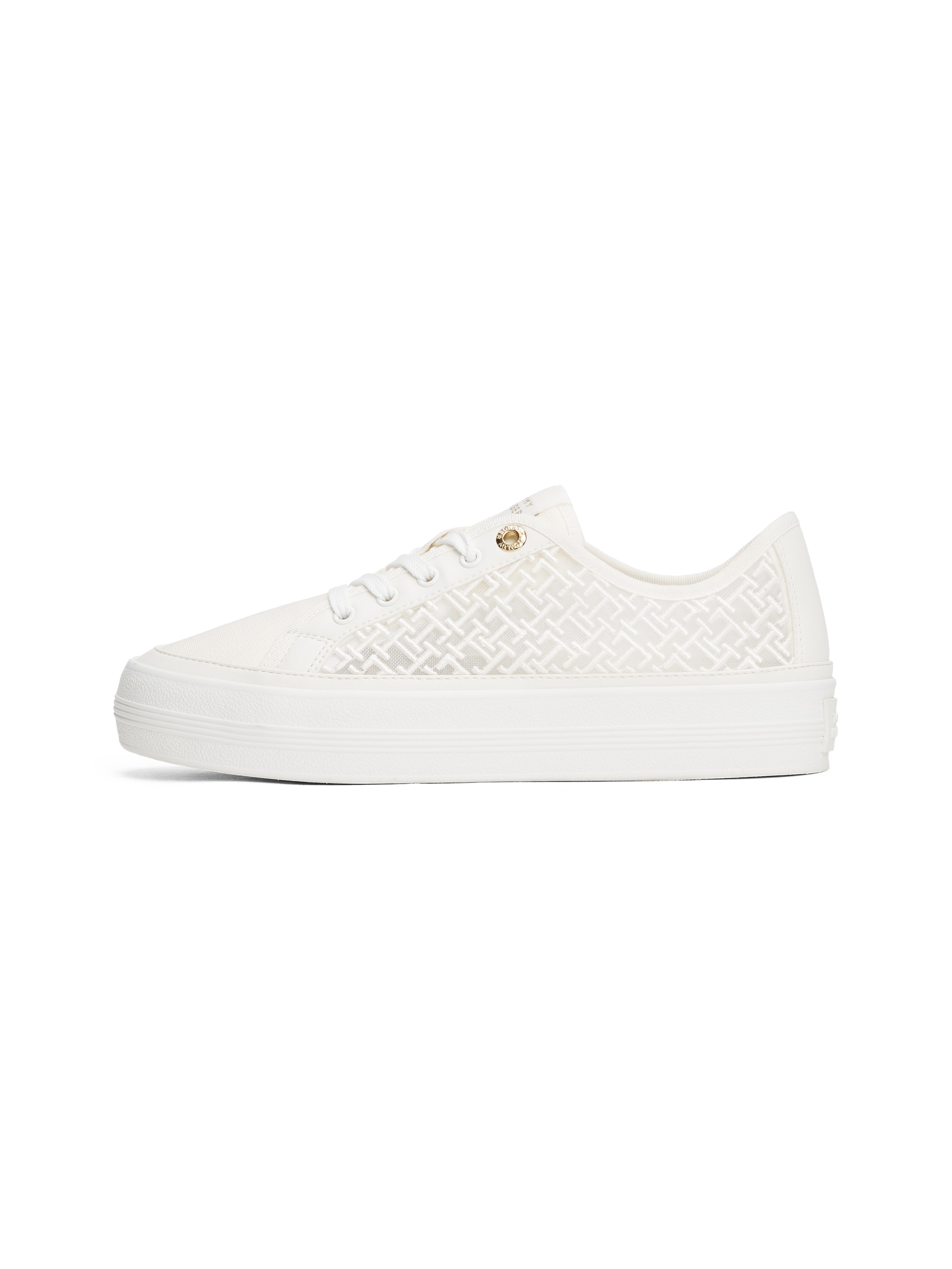 Tommy Hilfiger Plateausneaker »VULC EMBROIDERED SNEAKER«,Freizeitschuh, Halbschuh, Schnürer mit unterlegter TH-Logostickerei