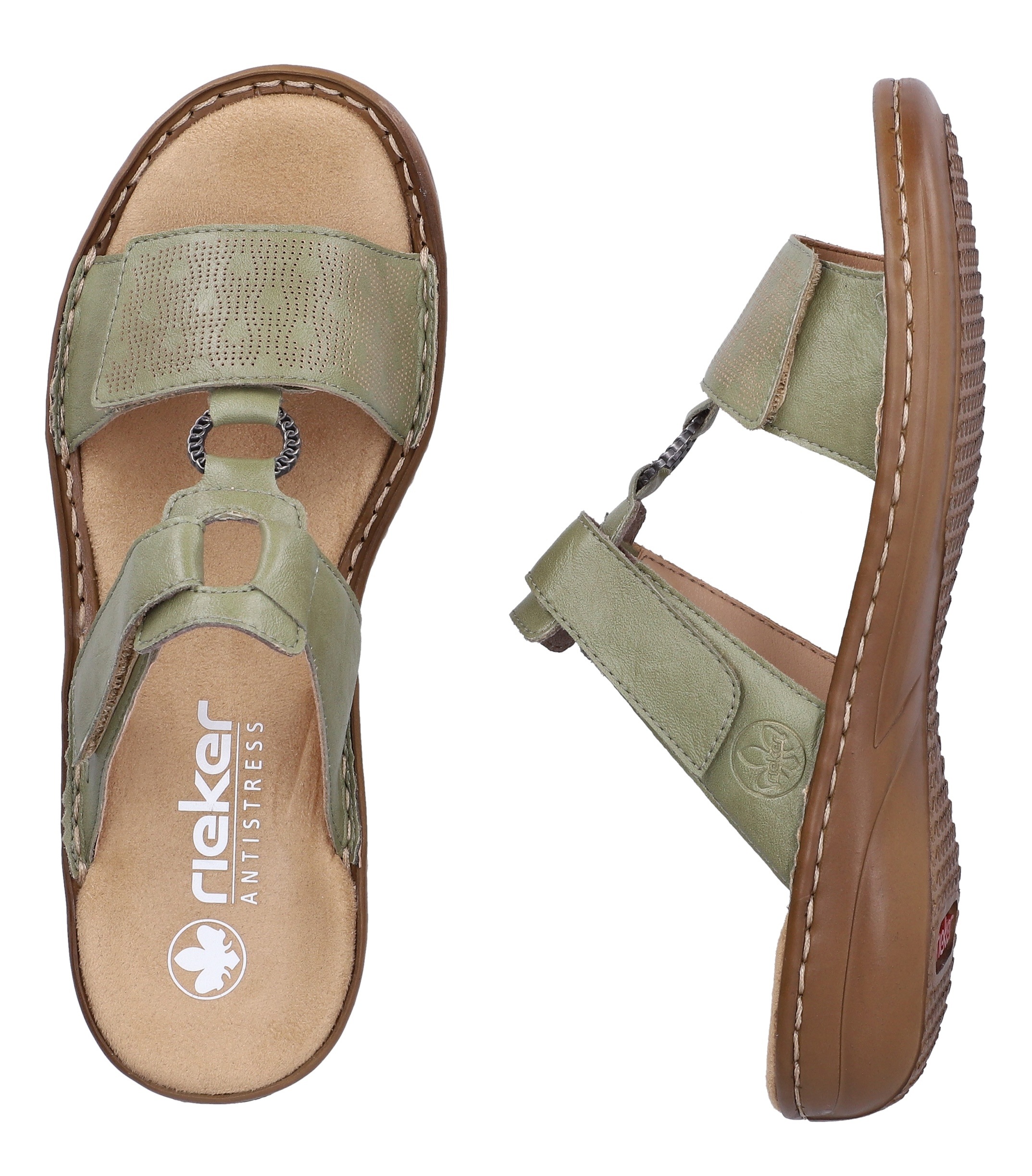 Thumbnail - Rieker Pantolette Sommerschuh, Strandschuh, Klettschuh mit Perforation