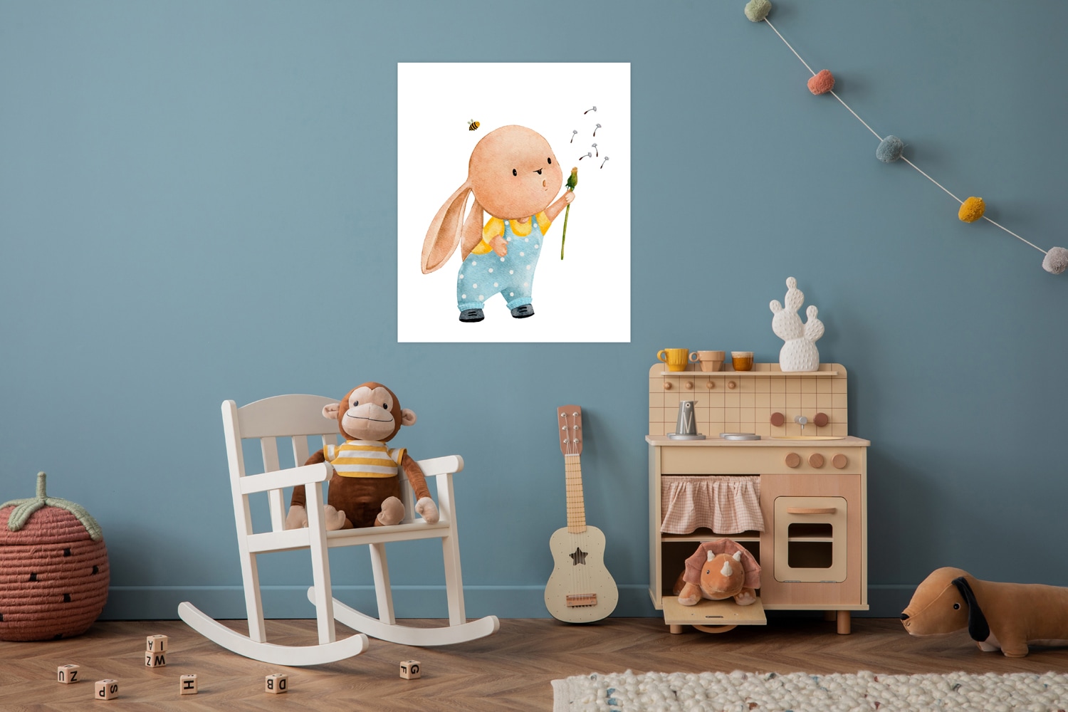 Lüttenhütt Bild mit Rahmen "oder Poster, Hase mit Pusteblume" Fantasy Tiere 1 Stk. tlg. HD Premium Druck