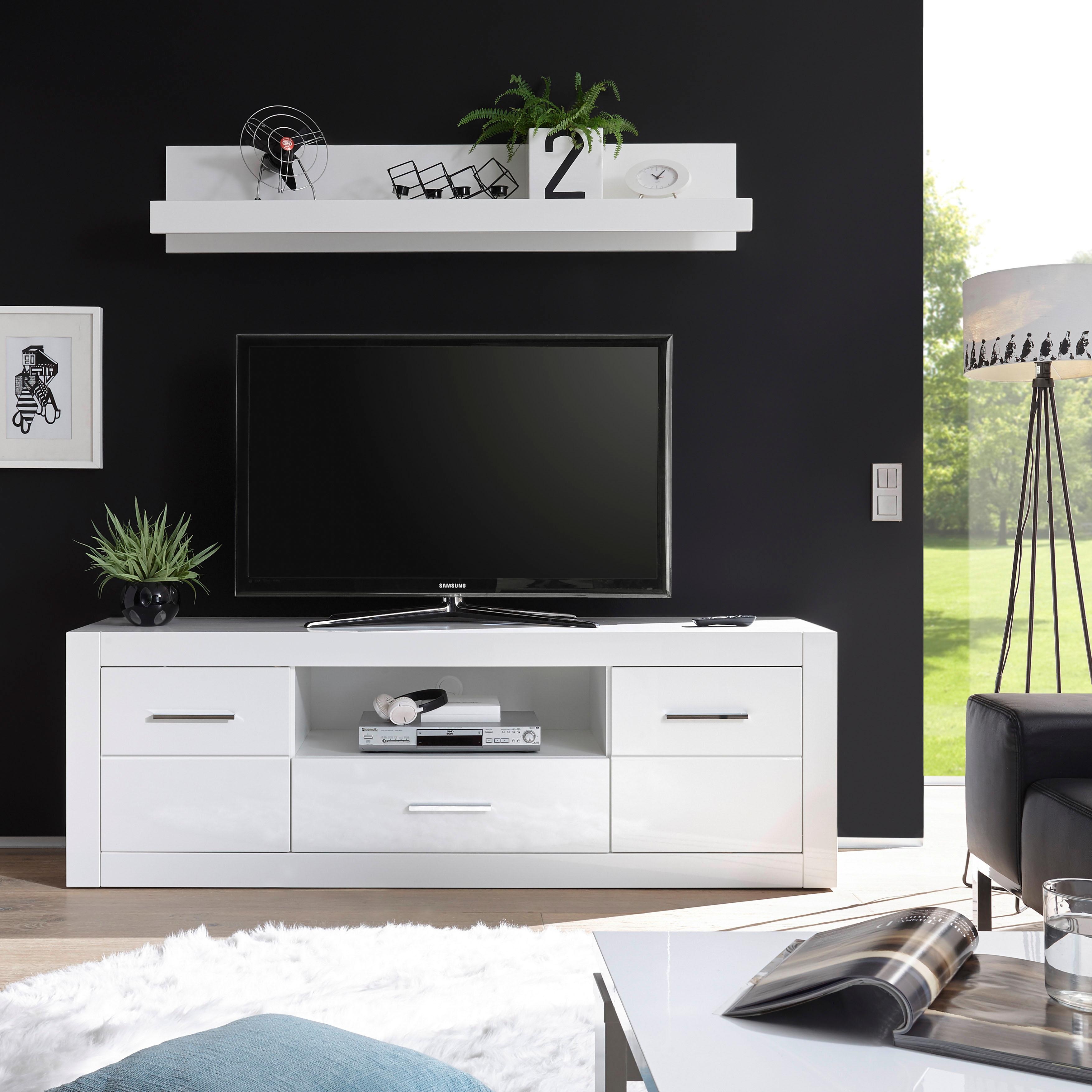 Home affaire Lowboard "Bianco, TV-Unterteil, moderne Kommode, TV-Schrank in Weiß Hochglanz" zeitlos, ausreichend Stauraum, vielseitig einsetzbar, 180 cm breit