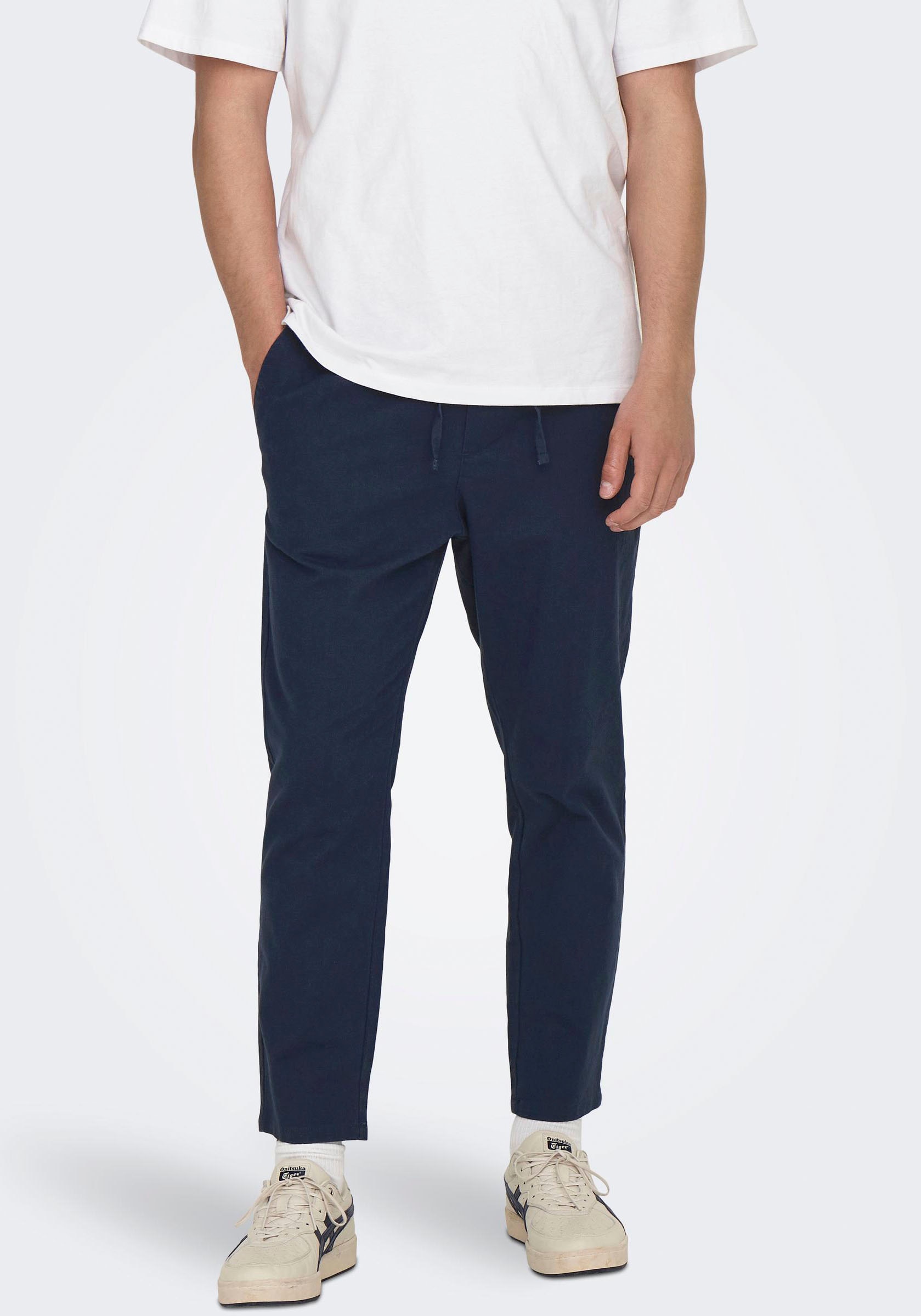 Only & Sons Herren Sweatpant ONSLINUS CROP LIN - Tapered Fit günstig online kaufen