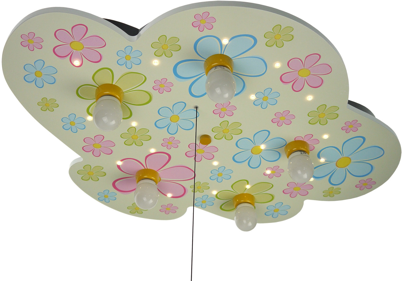 niermann LED Deckenleuchte »Wolke Blumen«, 5 flammig-flammig, Kinderzimmerlampe. Wolke, Bunte Blumen