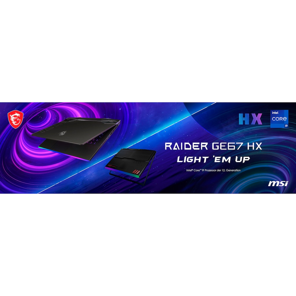 MSI Gaming-Notebook »Raider GE67 HX 12UHS-026«, 39,6 cm, / 15,6 Zoll, Intel, Core i9, GeForce RTX 3080 Ti, 2000 GB SSD