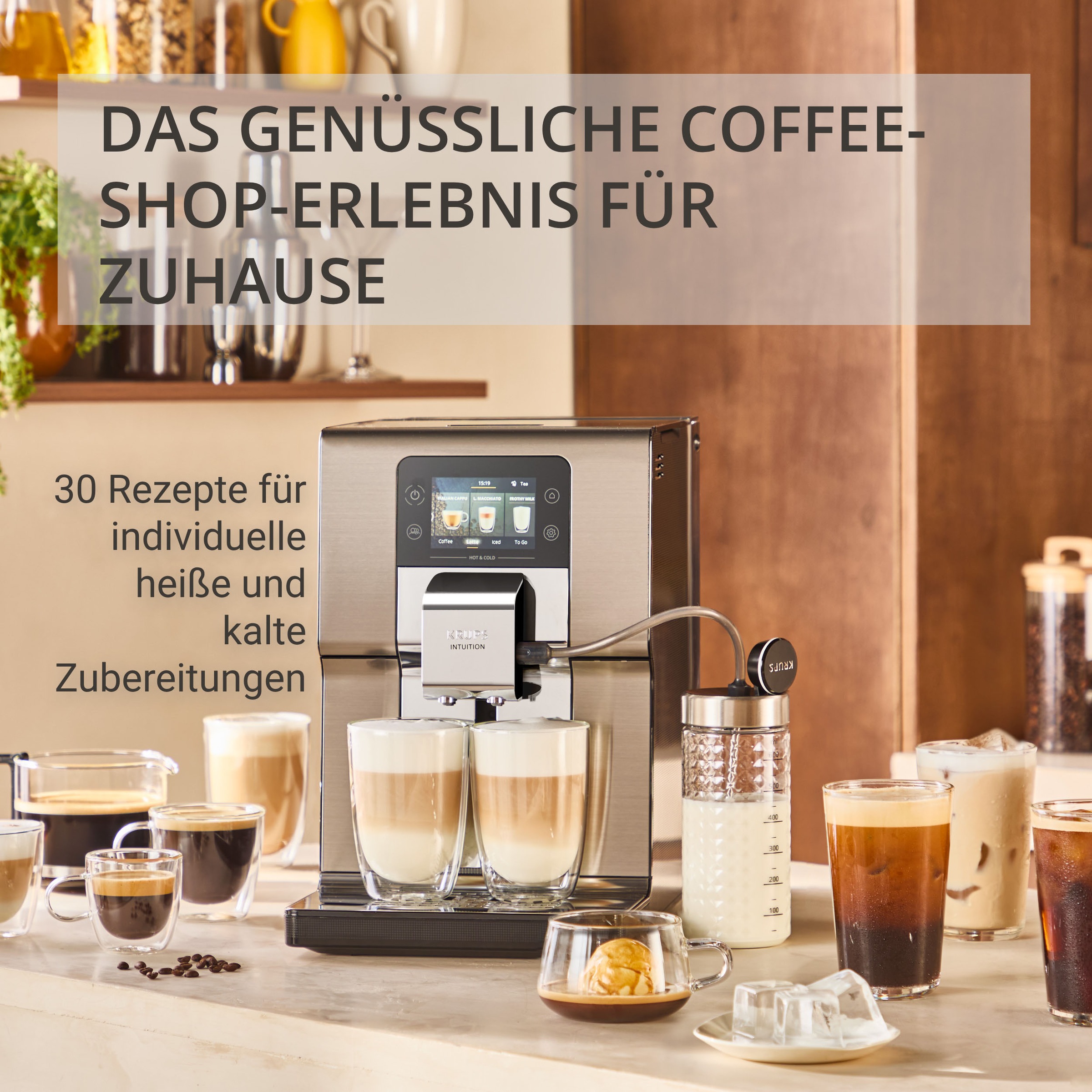 Krups Kaffeevollautomat »EA879E Intuition Experience Hot&Cold« 30 automatische Getränke, Touchscreen, Cold Brew, Milchsystem