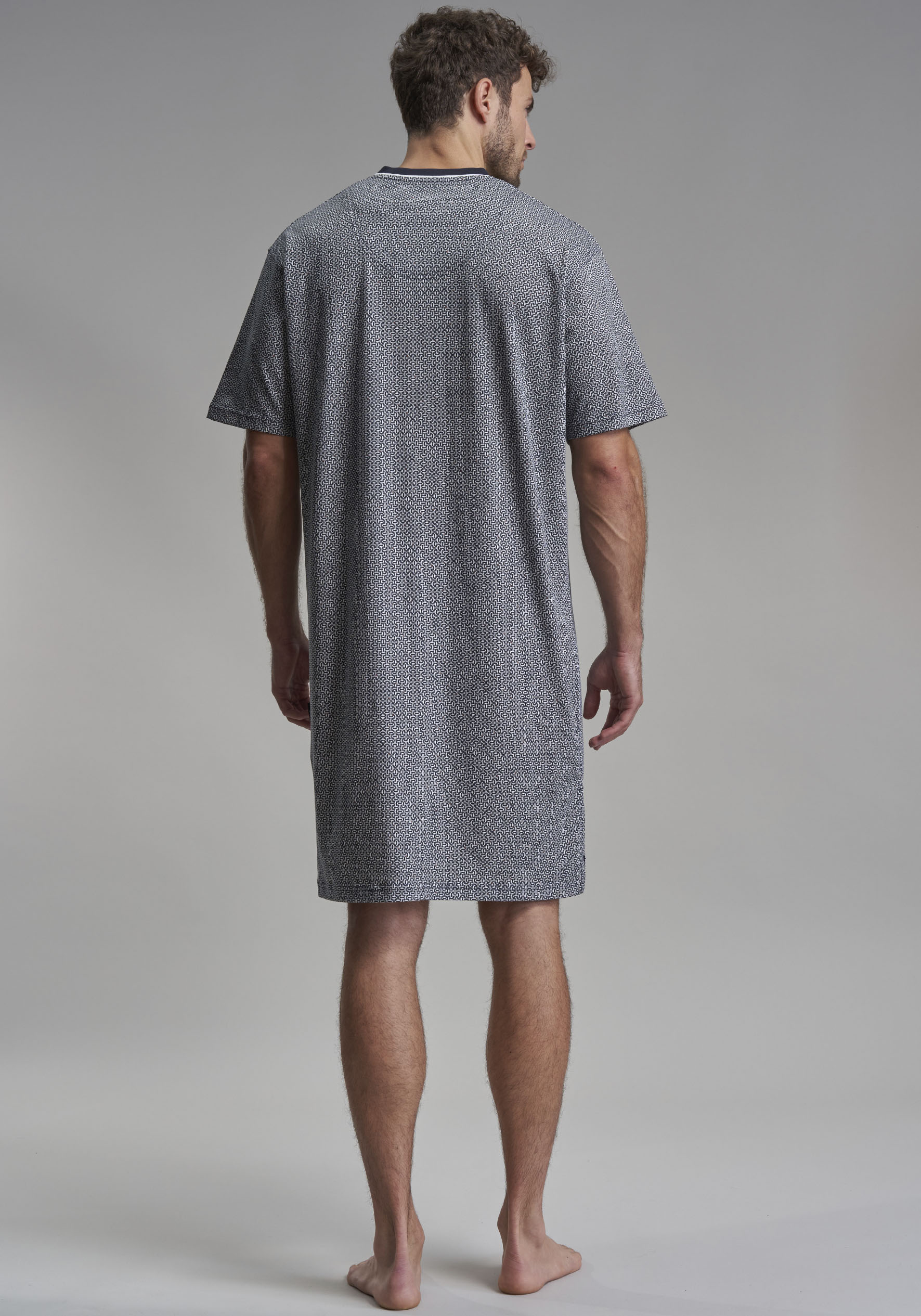 Thumbnail - GÖTZBURG Nachthemd "Brooklyn" Brusttasche V-Ausschnitt, Kurzarm, Brusttasche, mit Muster, Baumwolle, weich