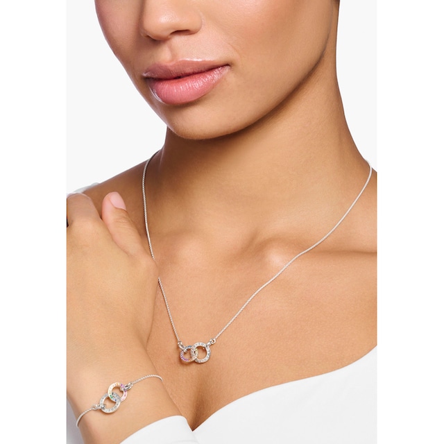 THOMAS SABO Kette mit Anhänger »Together mit zwei Ringen Silber geschwärzt,  KE1488-318-7-L55V«, mit Glas-Keramik Stein, Korund, Spinell, Zirkonia (synth.)  für kaufen | BAUR