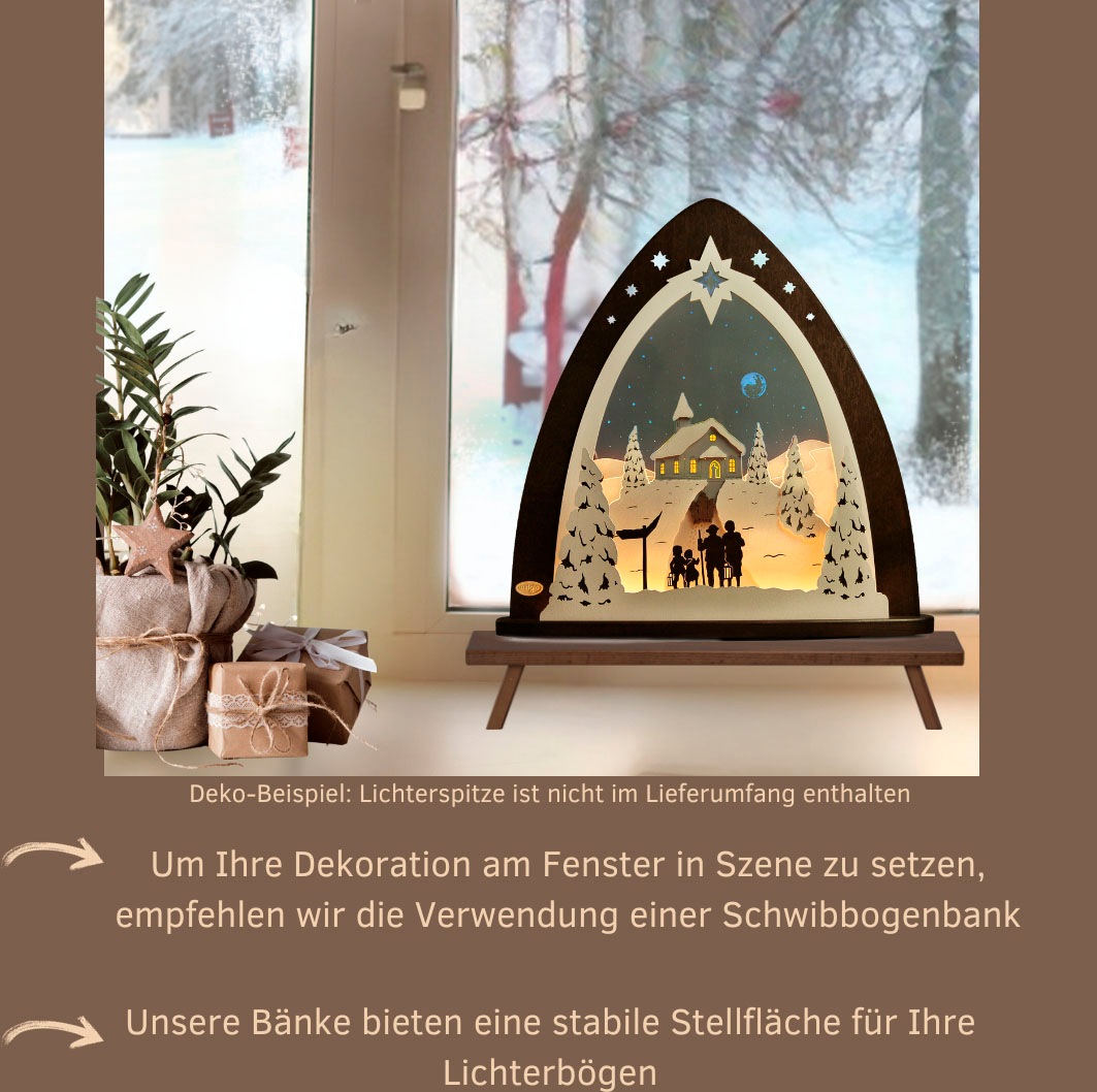 Weigla Schwibbogen-Fensterbank »Weihnachtsdeko«, aus Holz, buche-rustikal, Höhe ca. 11 cm