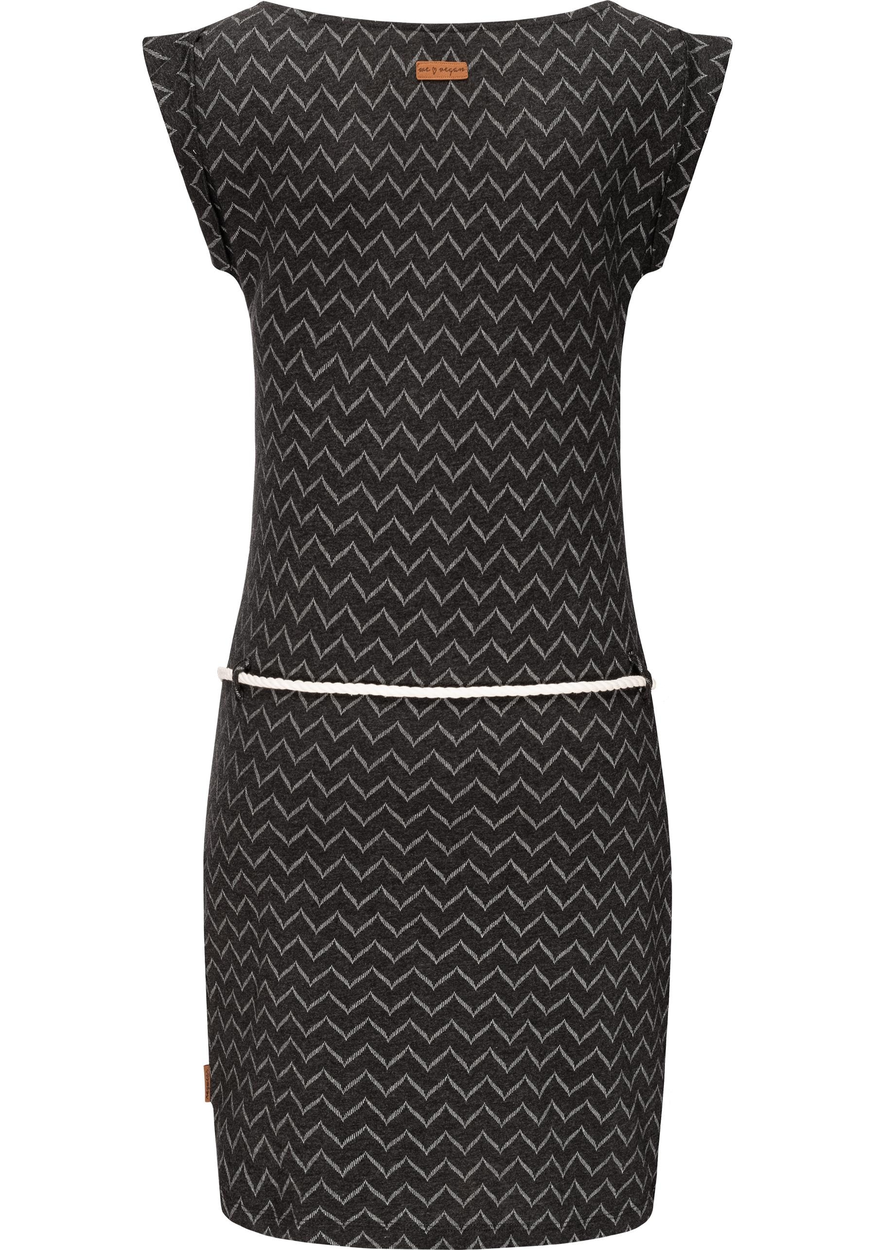 Ragwear Jerseykleid »Tag Zig Zag«, stylisches Shirtkleid mit coolem Print u. Bindekordel
