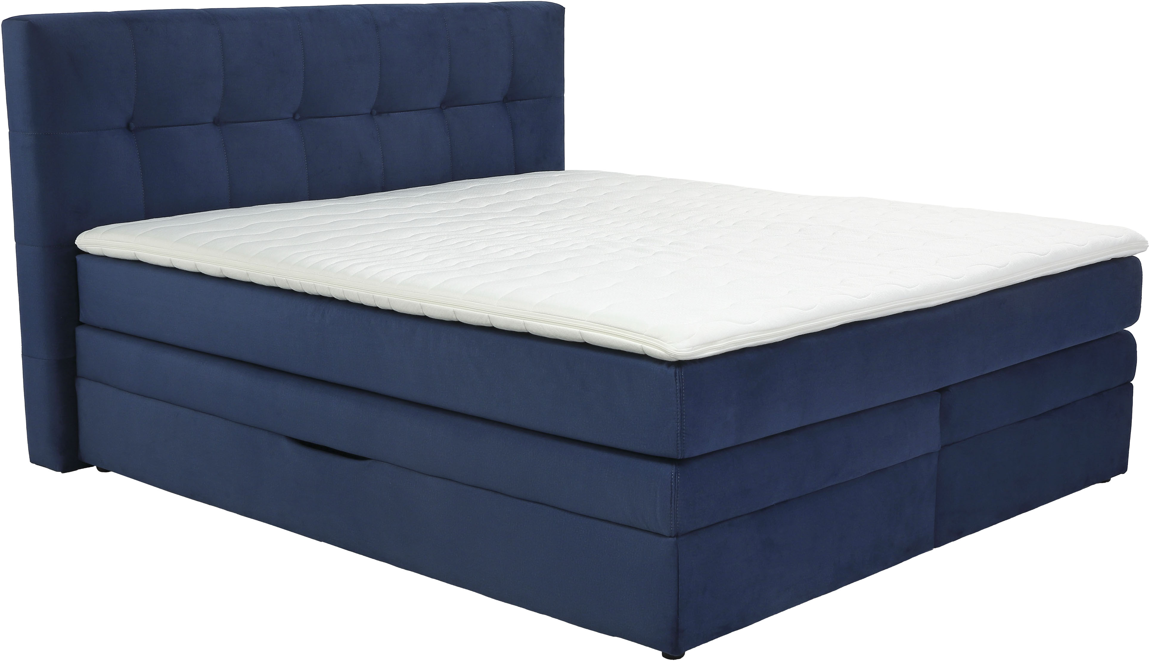 Jockenhöfer Gruppe Boxspringbett "AMY mit Bettkasten, inkl. Taschenfederkernmatratze Härtegrad H3-H4" mit 6 cm Kaltschaum-Topper, Samt-Bezug, 180x200 und 200x200 cm