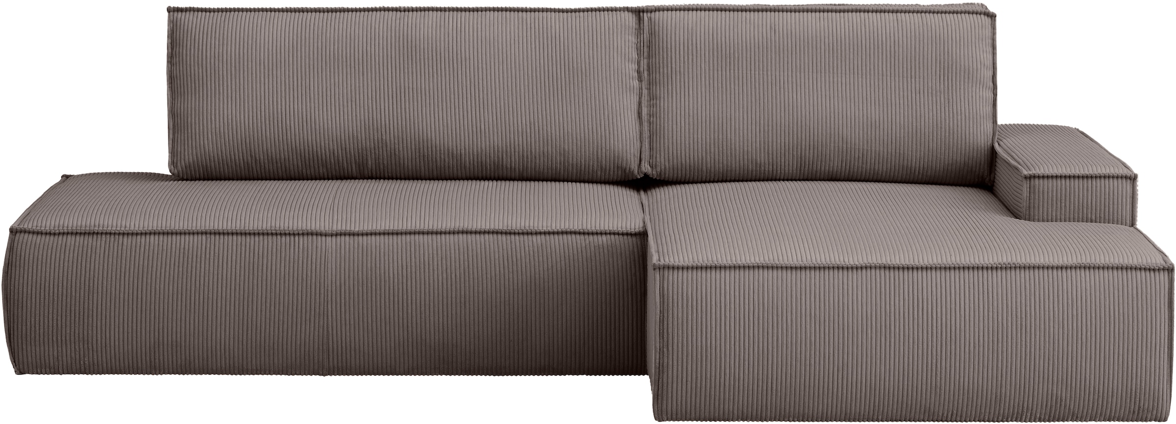 Home affaire Ecksofa »SHERWOOD, Schlafsofa in L-Form offen (275cm), Cord, Leinenoptik«, Schlaffunktion und Bettkasten, Kedernaht, hoher Sitz- & Liegekomfort