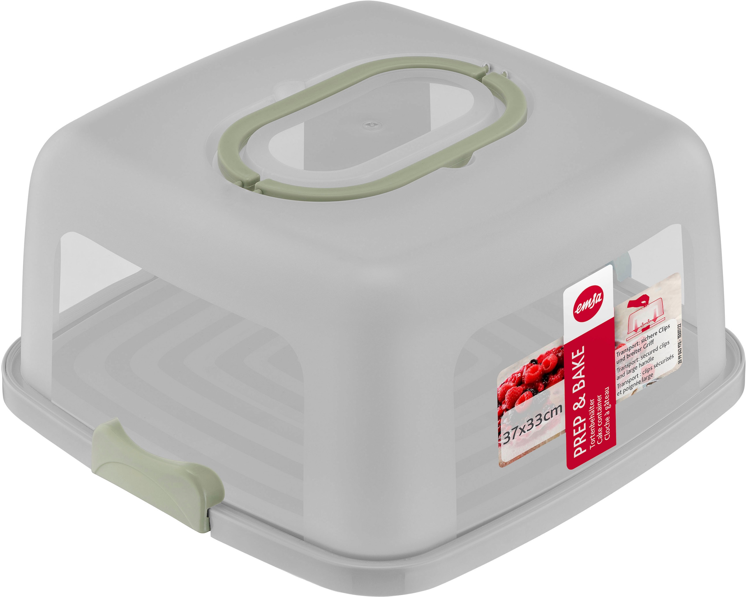 Emsa Kuchentransportbox »K32670 Prep&Bake«, (2 tlg.), eckig 37x33 cm, Tragegriff, Schneidevorrichtungen