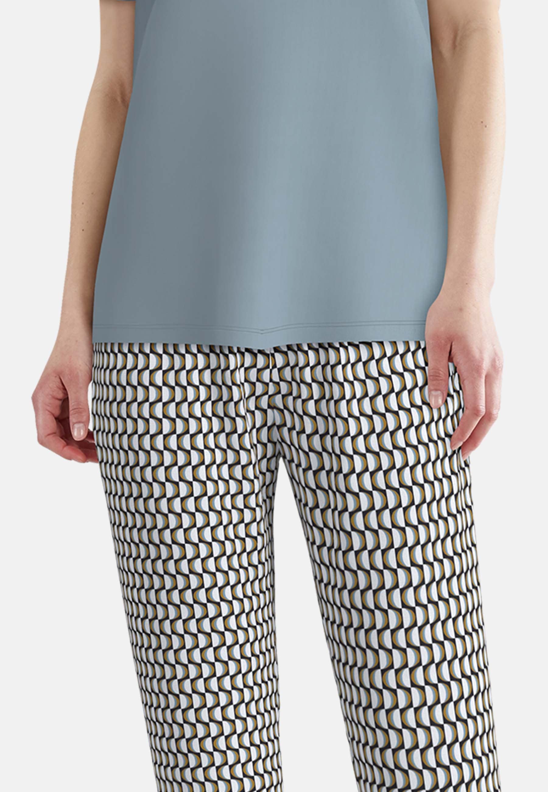 TOM TAILOR Pyjama Kurzarm, V-Ausschnitt, mit Brusttasche, Baumwollmix