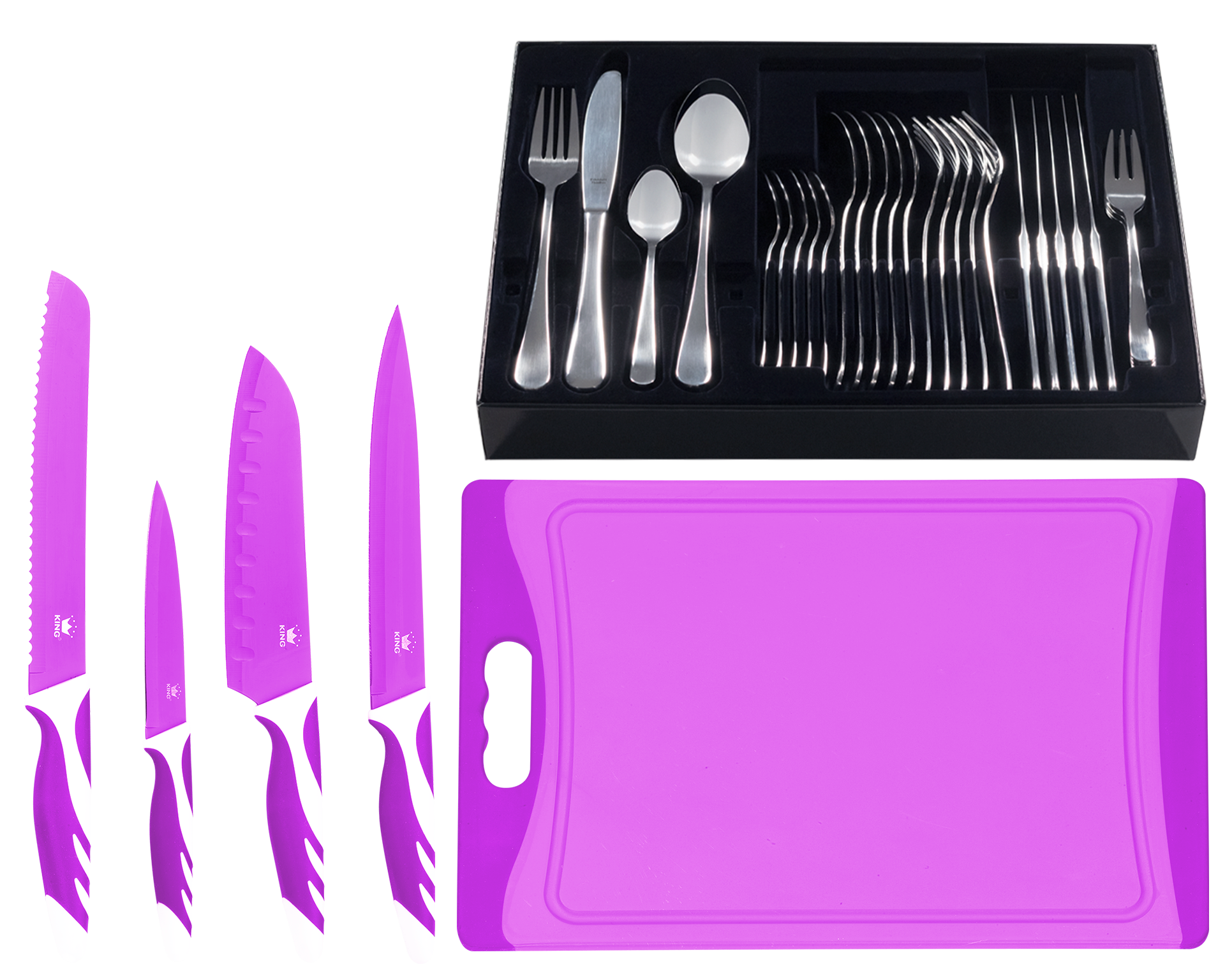 KING Besteck-Set ""BAS" inkl. Etui, 4 Küchenmesser und 1 Schneidebrett" günstig online kaufen