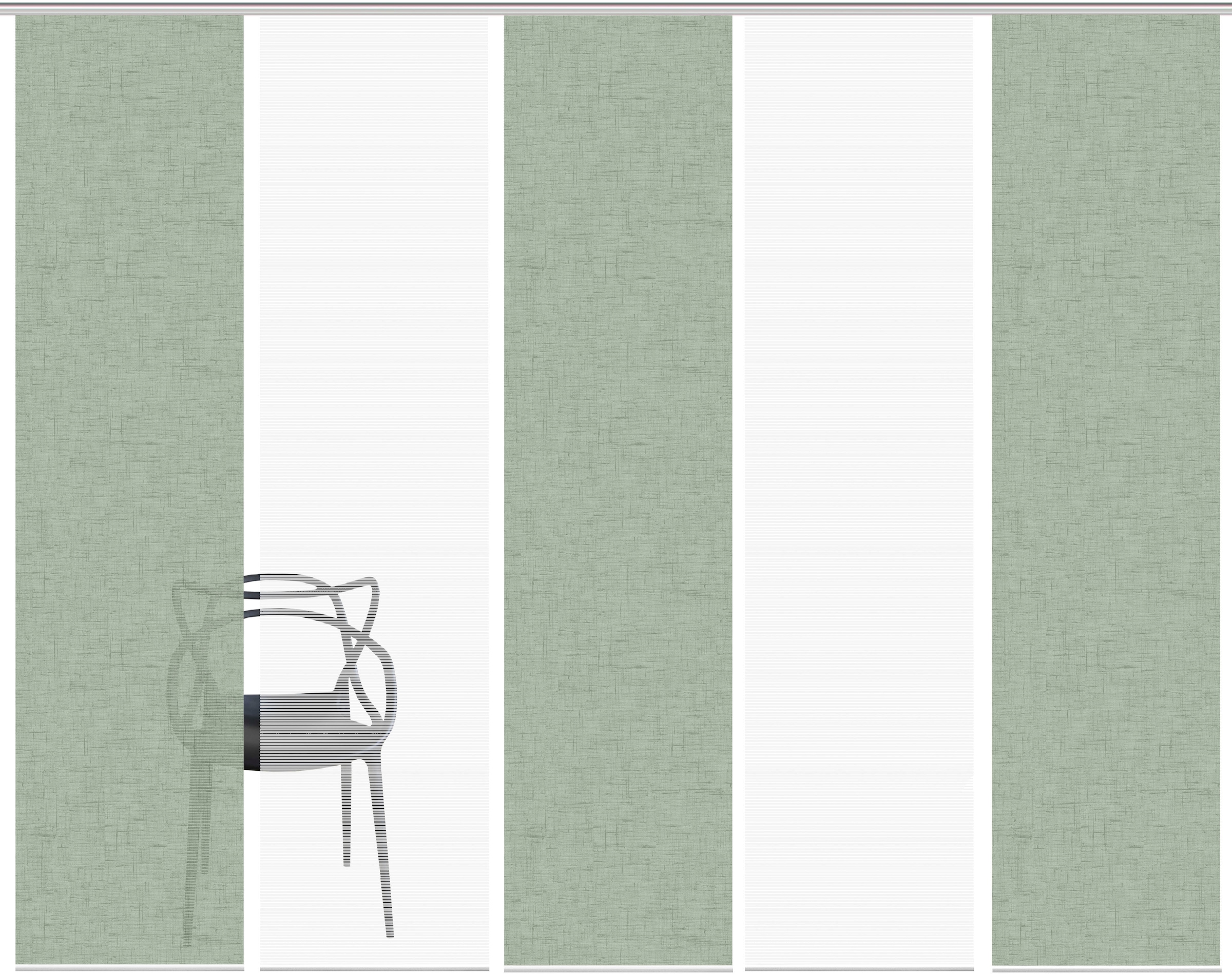 Vision S Schiebegardine »PIVE 5er SET« Paneelwagen 5 Stk. tlg. Schiebevorhang Digidruck 5er Set PIVE