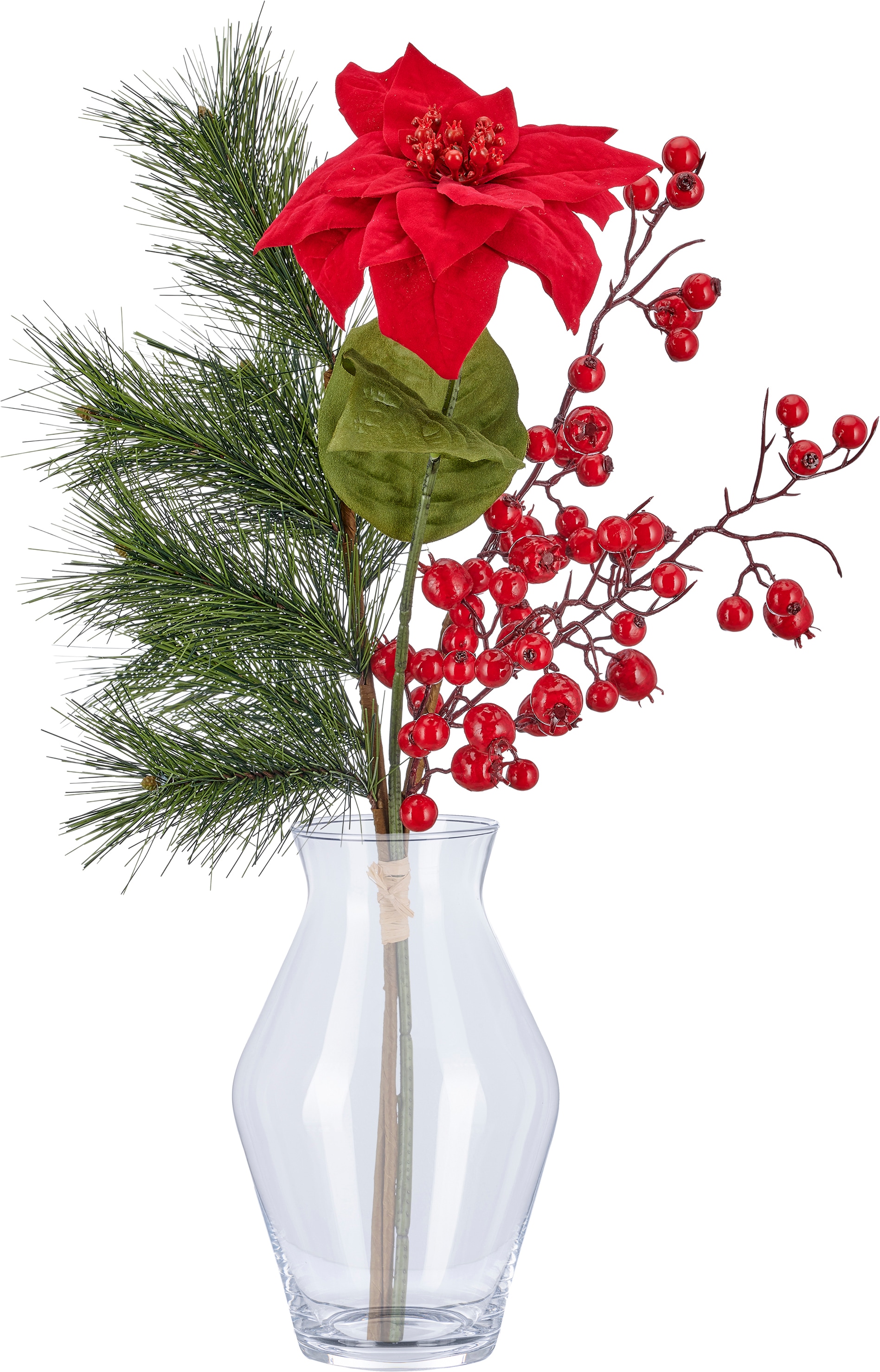 Creativ green Winterliche Kunstpflanze "Mix-Strauß mit Weihnachtsstern" mit Beeren