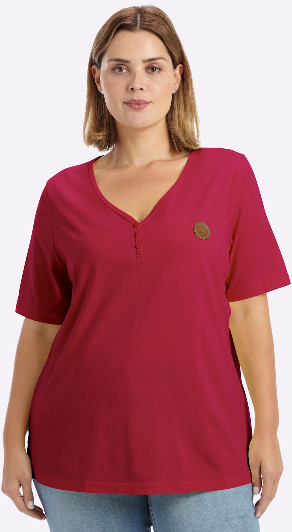Sheego V-Shirt "Kurzarm-Shirt" 1