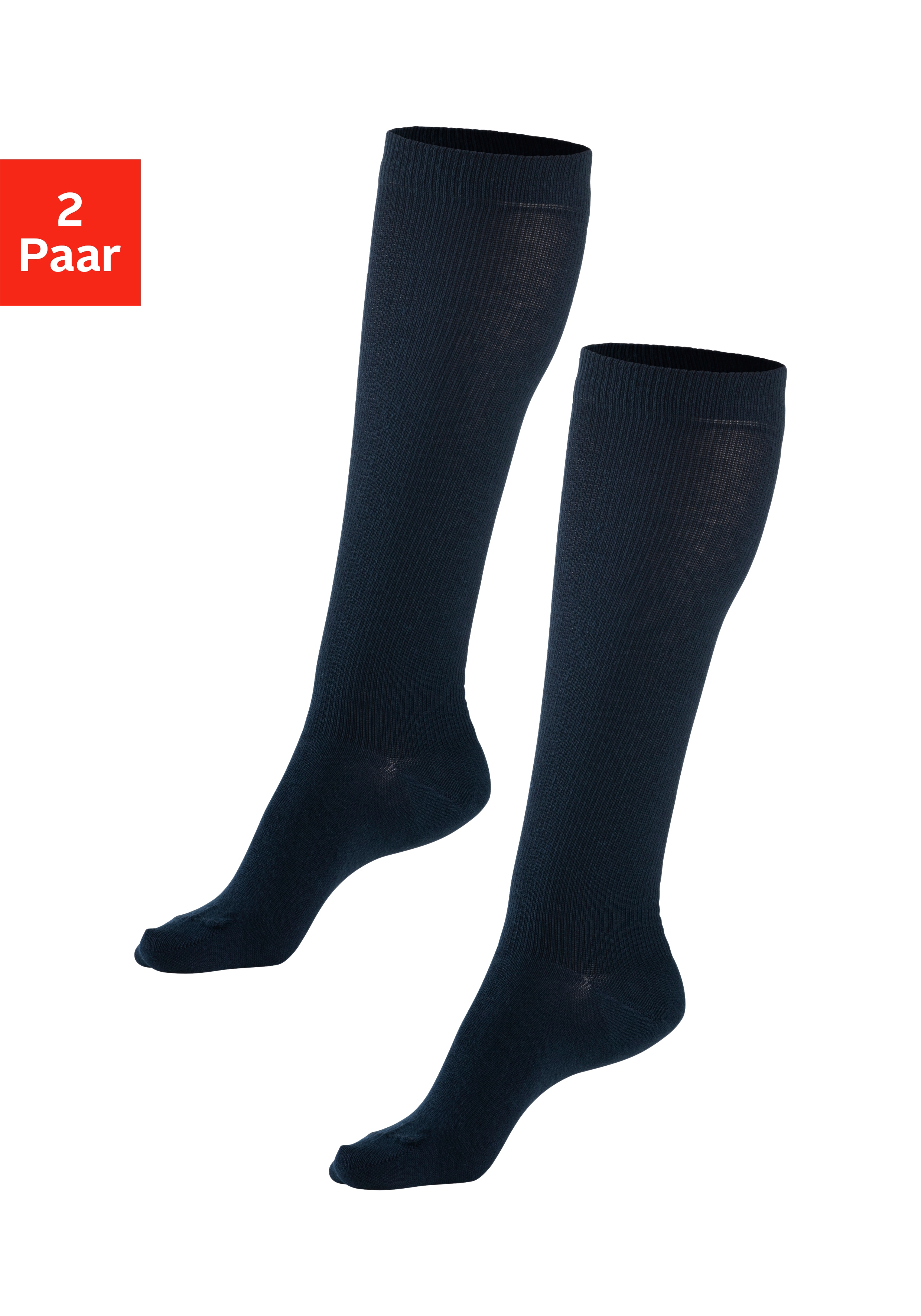 H.I.S Stützkniestrümpfe "Damen & Herren Kompressionsstrümpfe, Reisestrümpfe" Packung, 2 Paar tlg. für Sport, Arbeit, Flug & Schwangerschaft