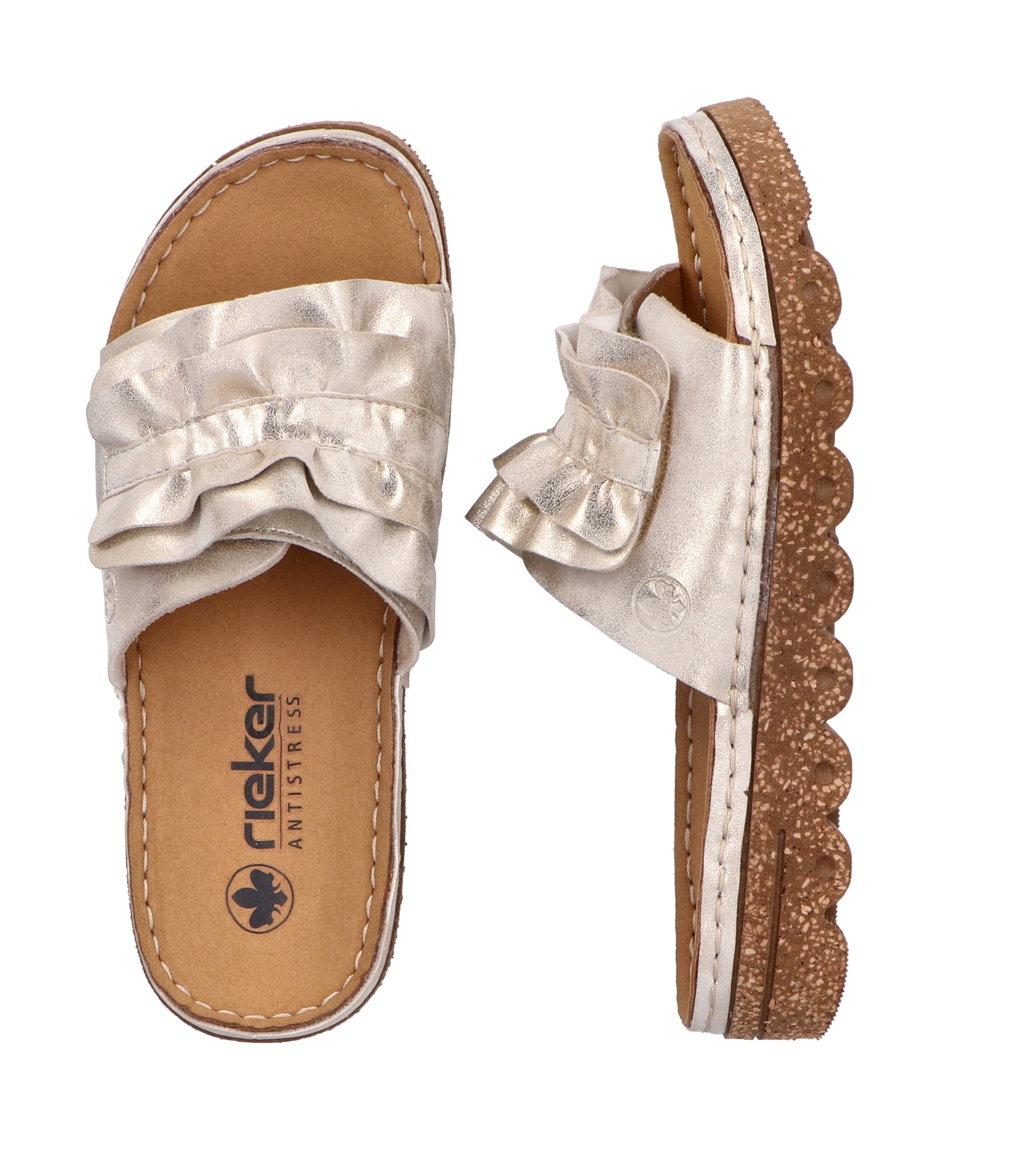 Rieker Pantolette, Sommerschuh, Strandschuh, Hausschuh mit modischer Plateausohle