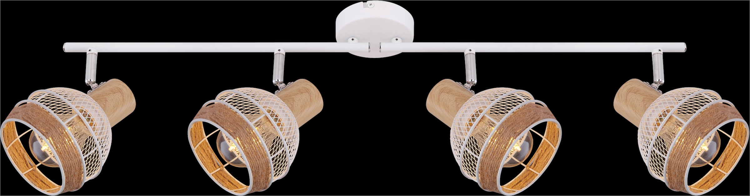 GLOBO LIGHTING Deckenstrahler »WIDY«, Leuchtmittel E27 | ohne Leuchtmittel, Deckenstrahler/weiß/holzoptik/Hanf braun/Flur/Wohnzimmer