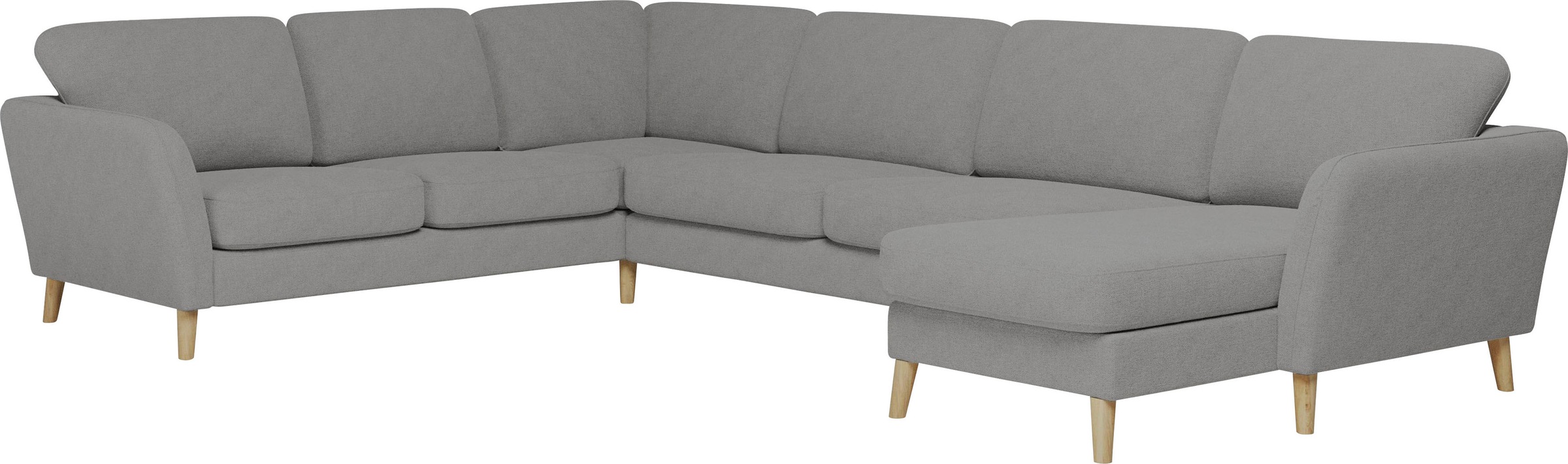 Home affaire Wohnlandschaft »MARSEILLE XXL 349cm, U-Form, Ottomane rechts/links wählbar«, Massivholzbeine aus Eiche, In verschieden Bezügen und Farbvarianten