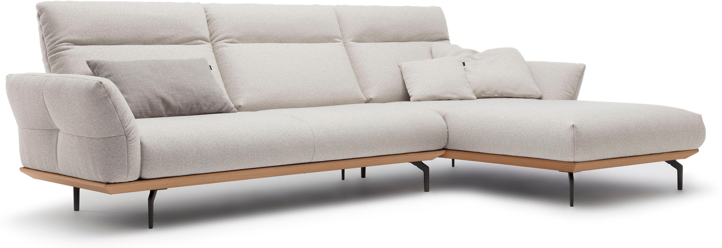 Creation BY ROLF BENZ Ecksofa »CR.460«, Sockel in Eiche, Winkelfüße in Umbragrau, Breite 318 cm