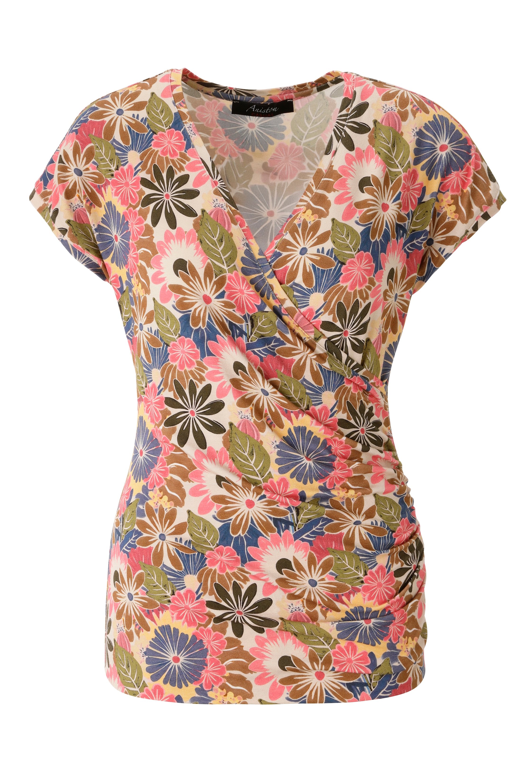 Aniston CASUAL T-Shirt mit farbenfrohen Blüten bedruckt - NEUE KOLLEKTION