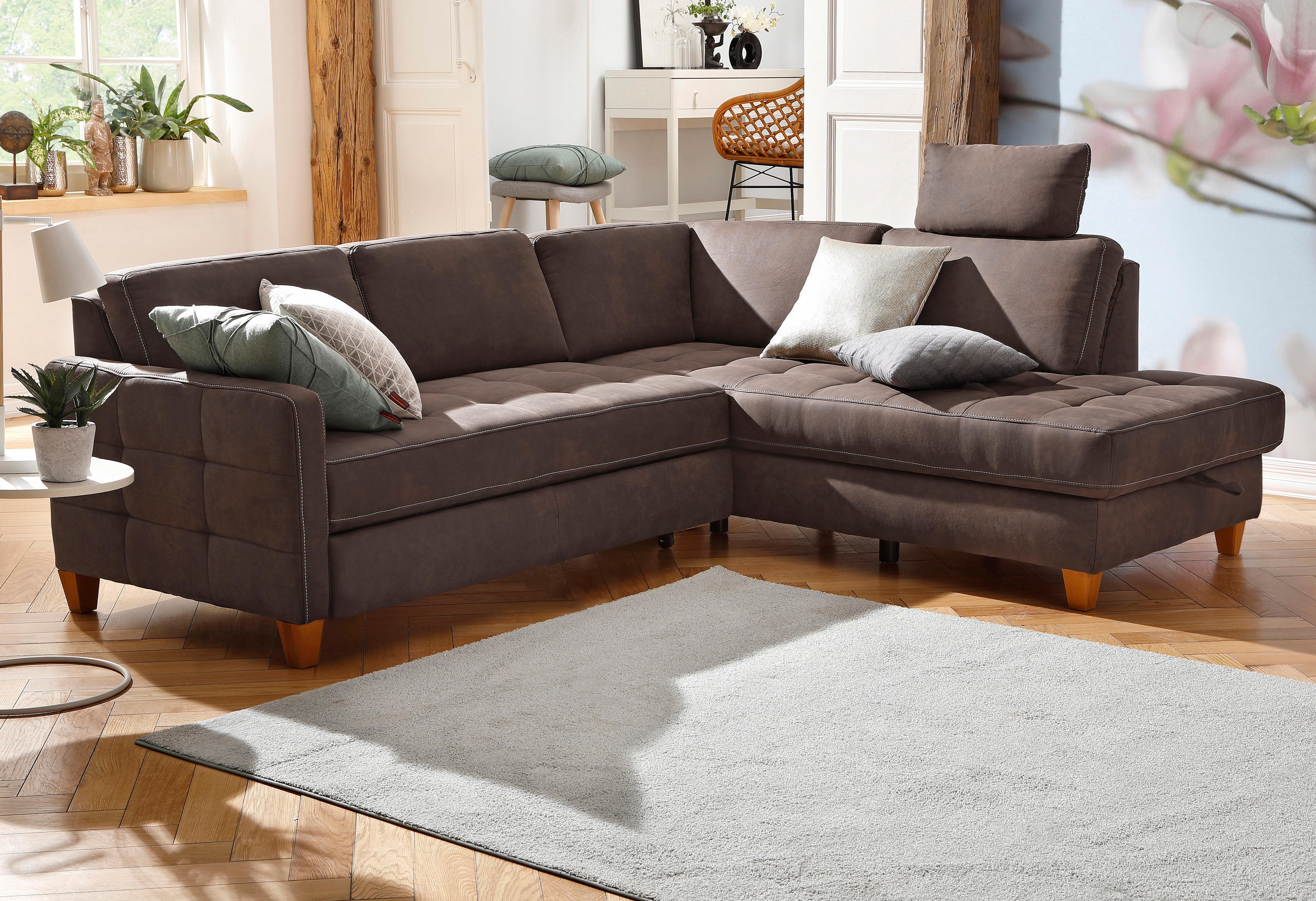 Home affaire Ecksofa "Earl L-Form" wahlweise auch mit Schlaffunktion oder Schlaffunktion mit Bettkasten